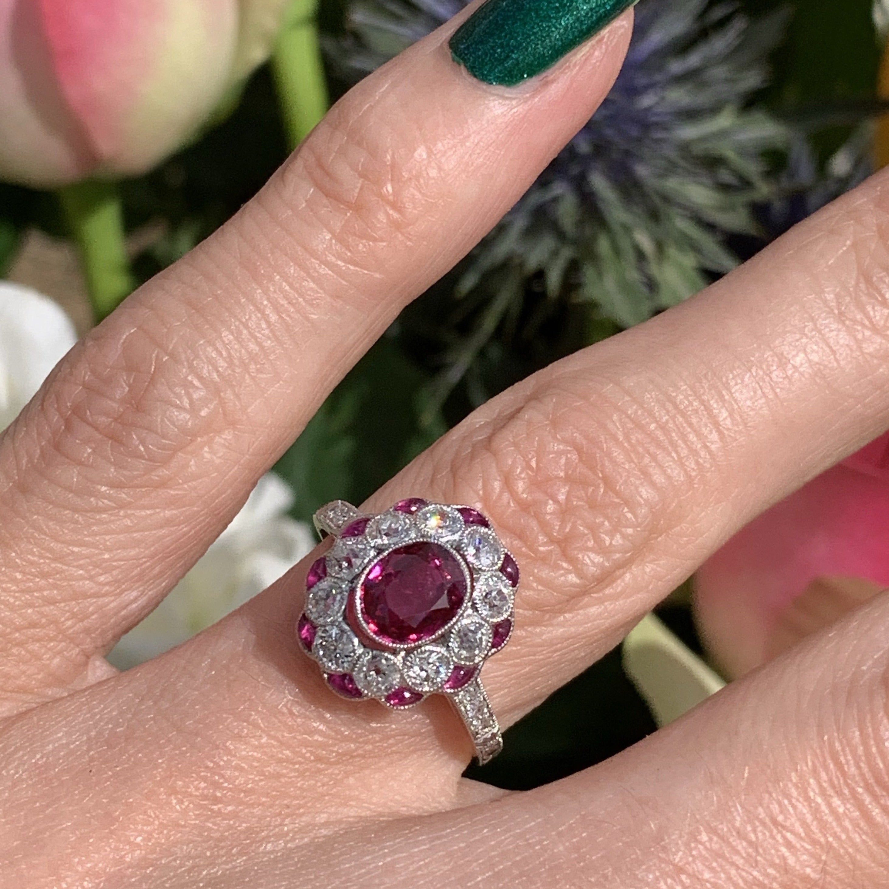 1.02 Carat Ruby and Diamond Ring in Platinum