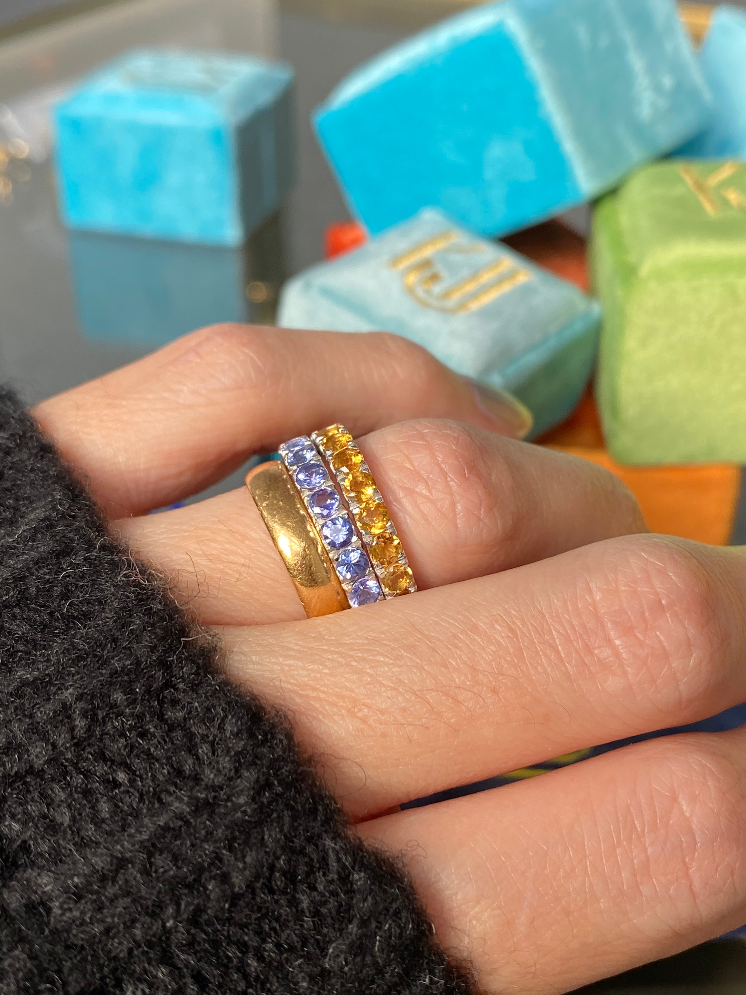 Tanzanite Half Eternity Ring Band Wedding Ring Sterling Silver December Birthstone Stacking Ring Jewellery Ring Gifts under 300
