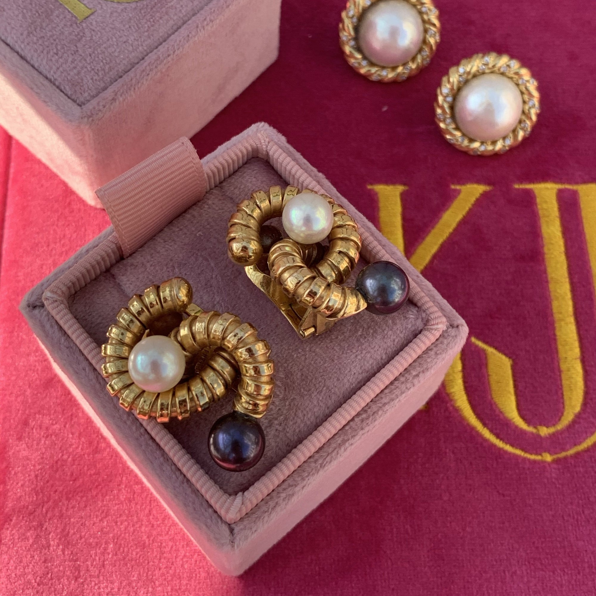 Katherine James Jewellery French Pearl South Sea Earrings 