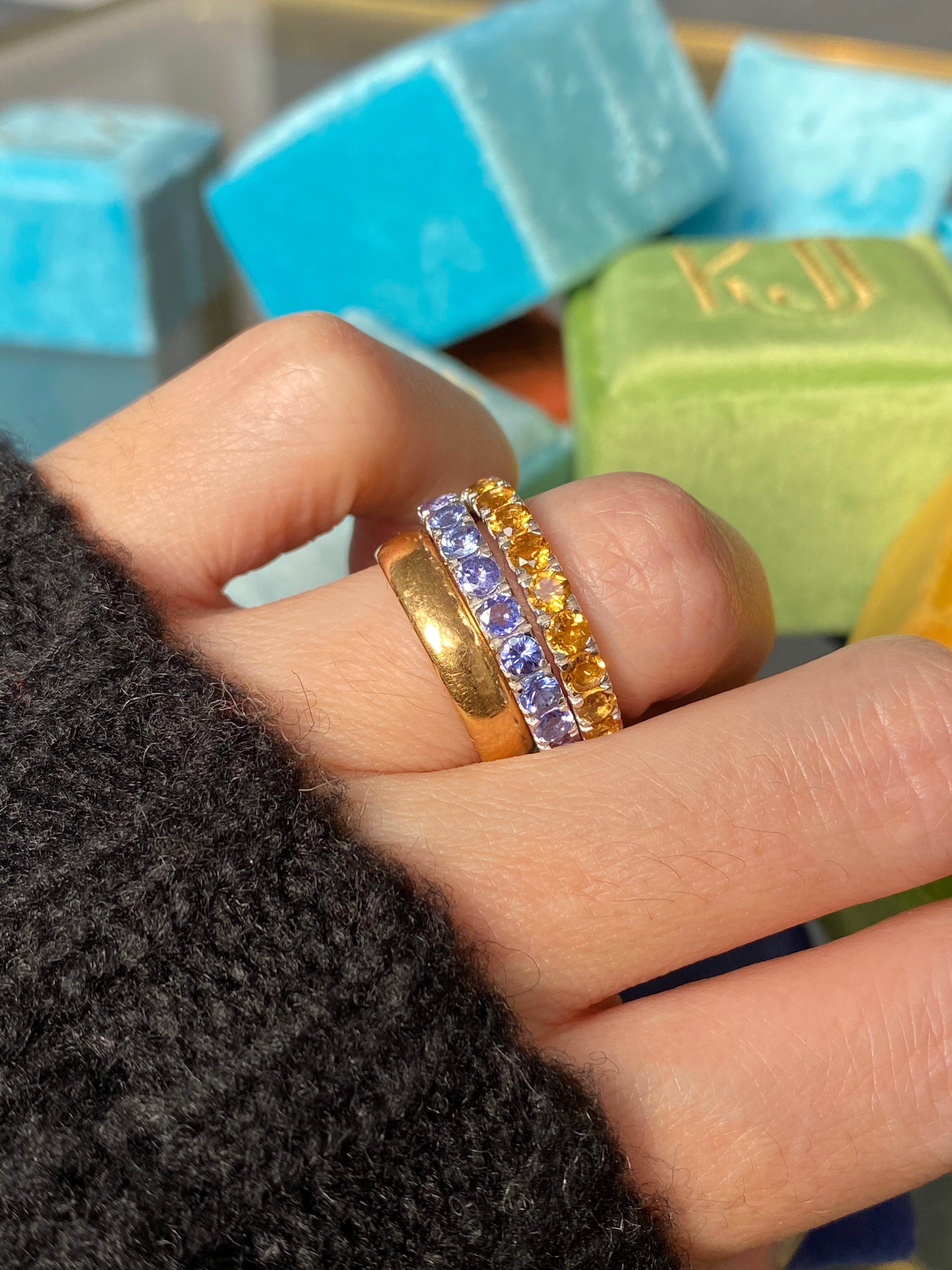 Tanzanite Half Eternity Ring Band Wedding Ring Sterling Silver December Birthstone Stacking Ring Jewellery Ring Gifts under 300