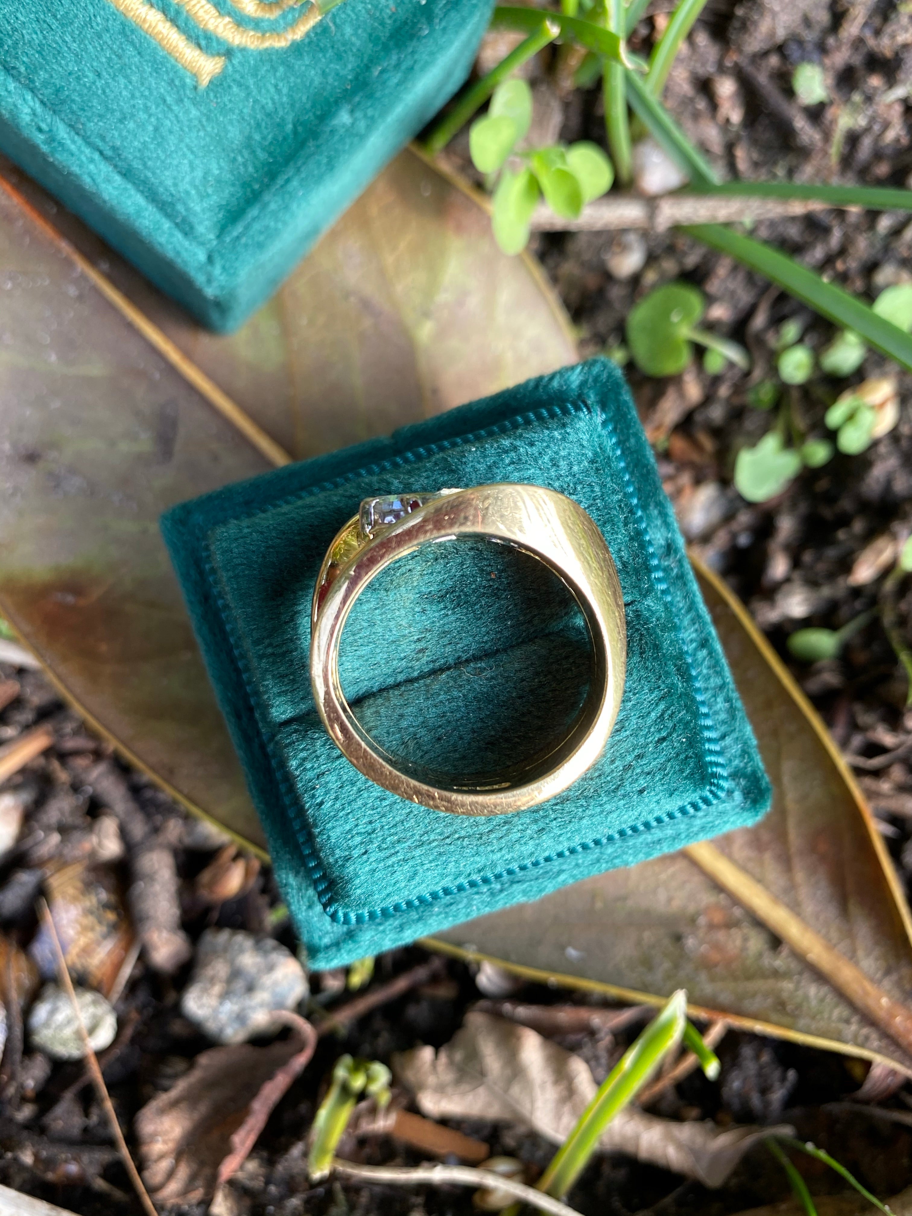 Vintage cushion cut Alexandrite engagement ring 