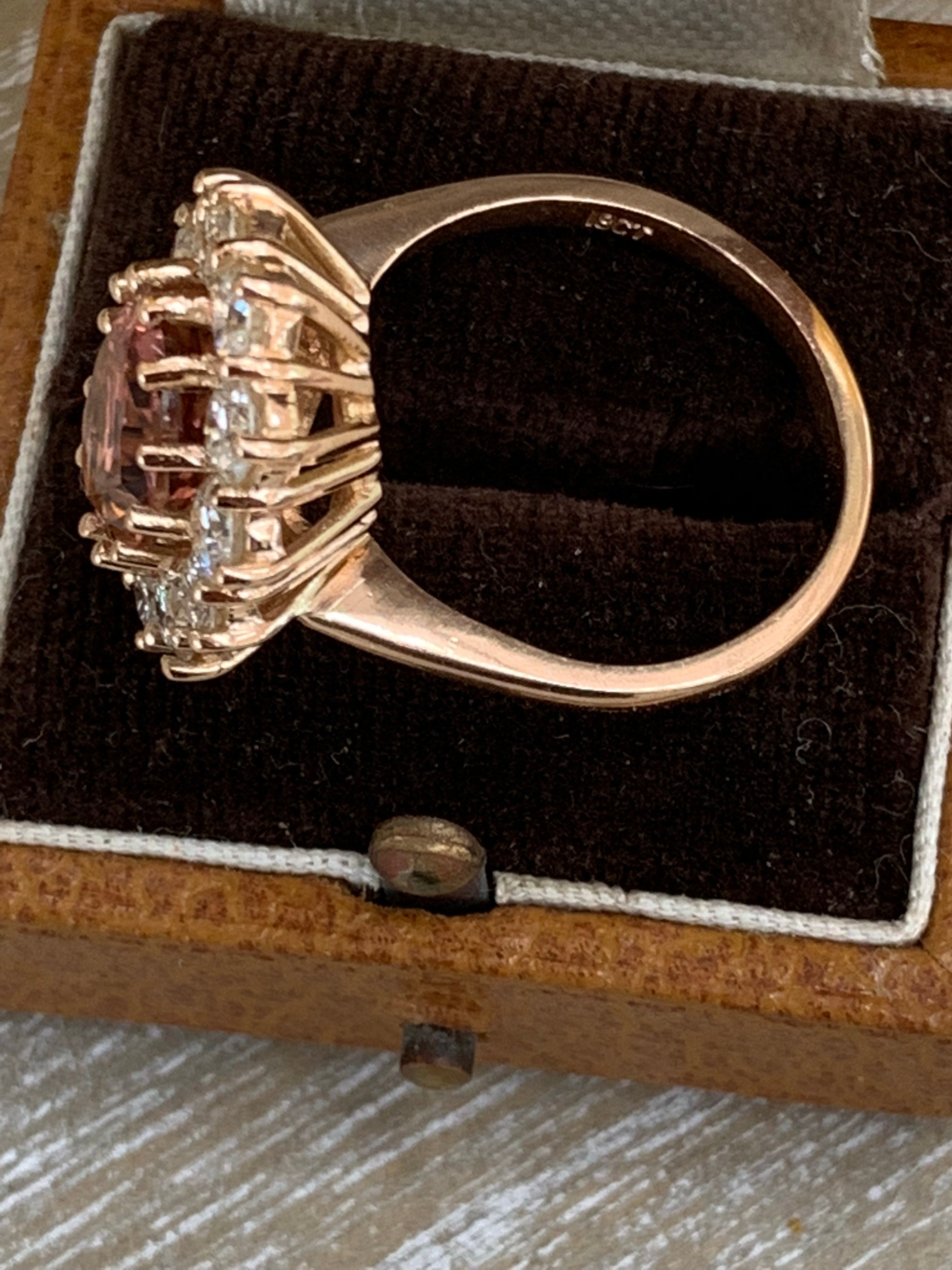 5.05 Carat Oval-Cut Pink Tourmaline and Diamond Halo Ring in 18K Rose Gold