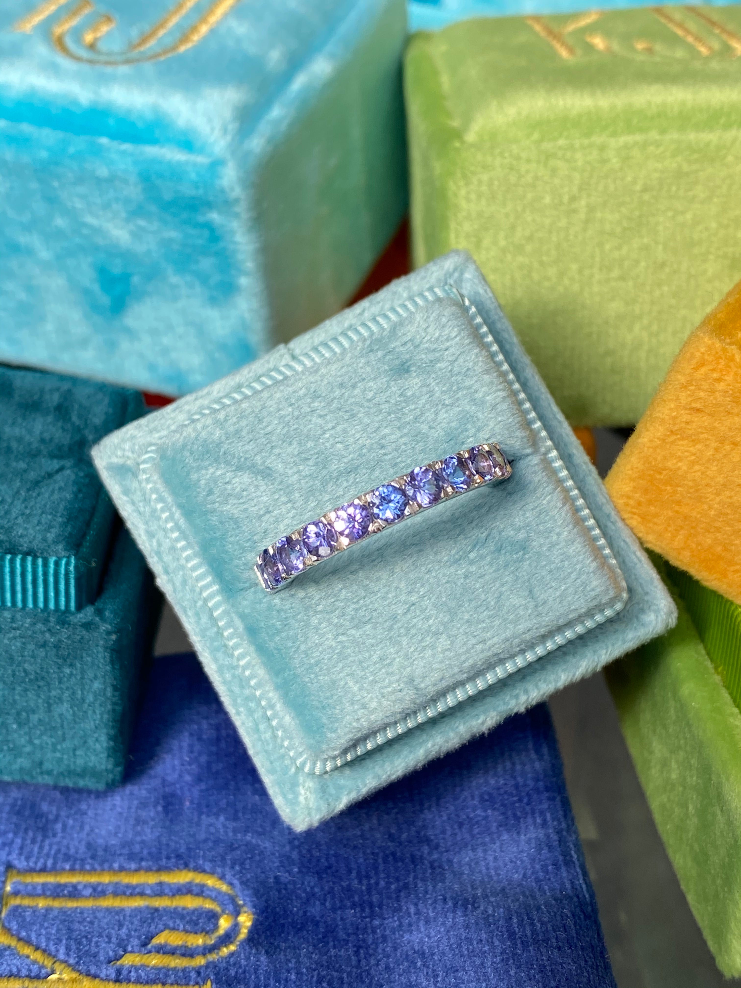1.10 CTW Tanzanite Eternity Stacking Ring in Sterling Silver