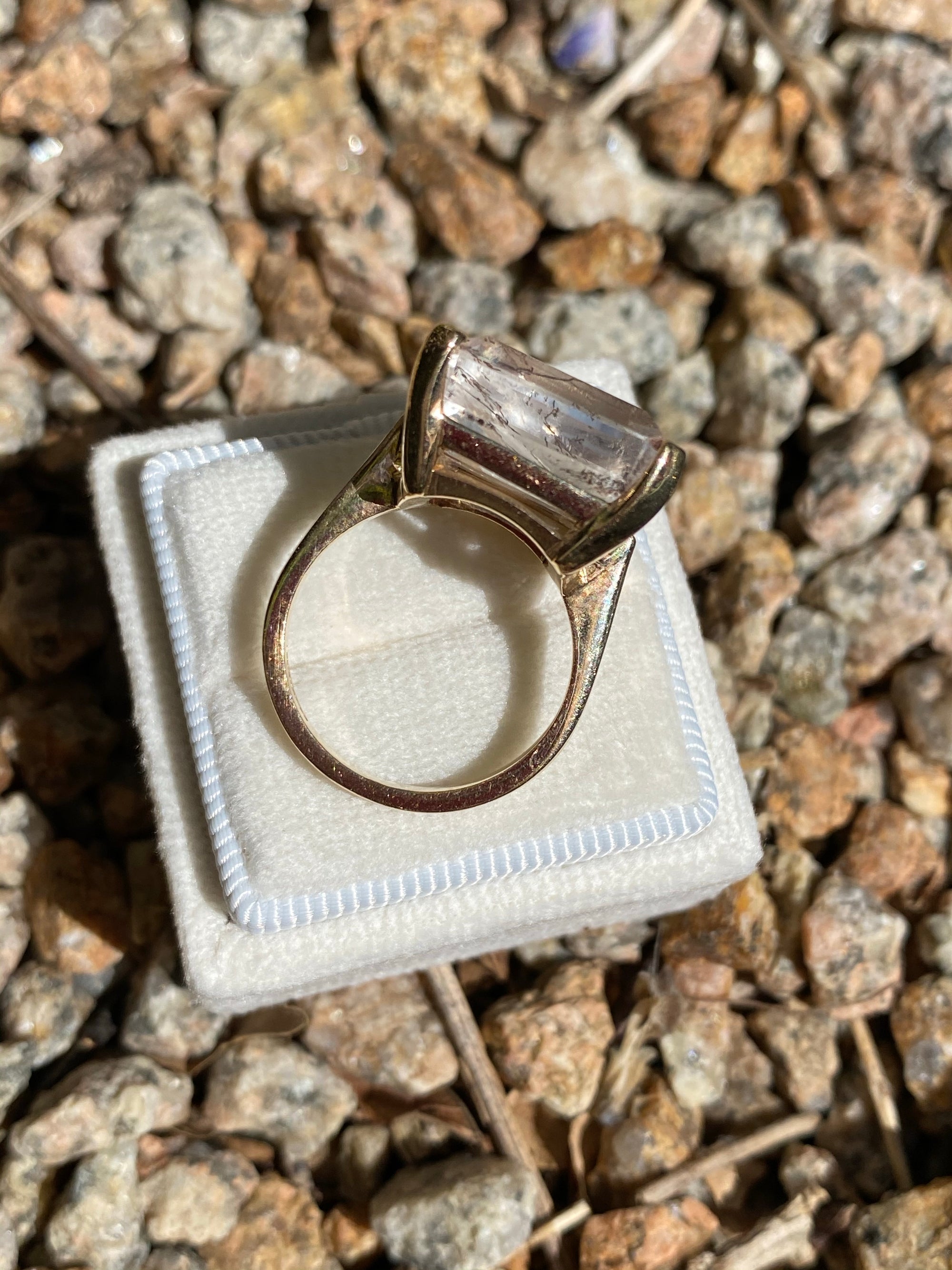 Dreamy Dendritic Quartz Ring in Yellow Gold