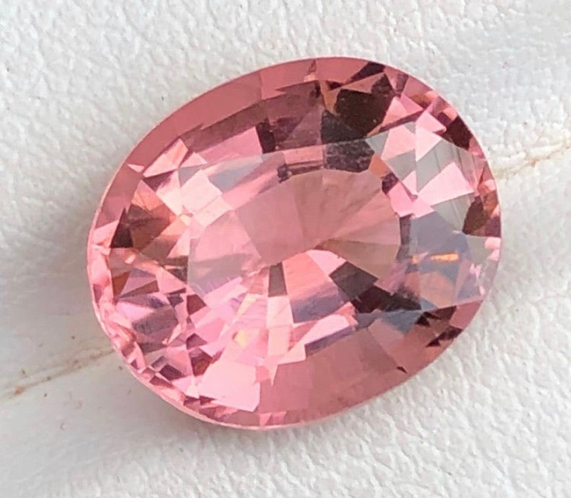 5.05 Carat Oval-Cut Pink Tourmaline and Diamond Halo Ring in 18K Rose Gold