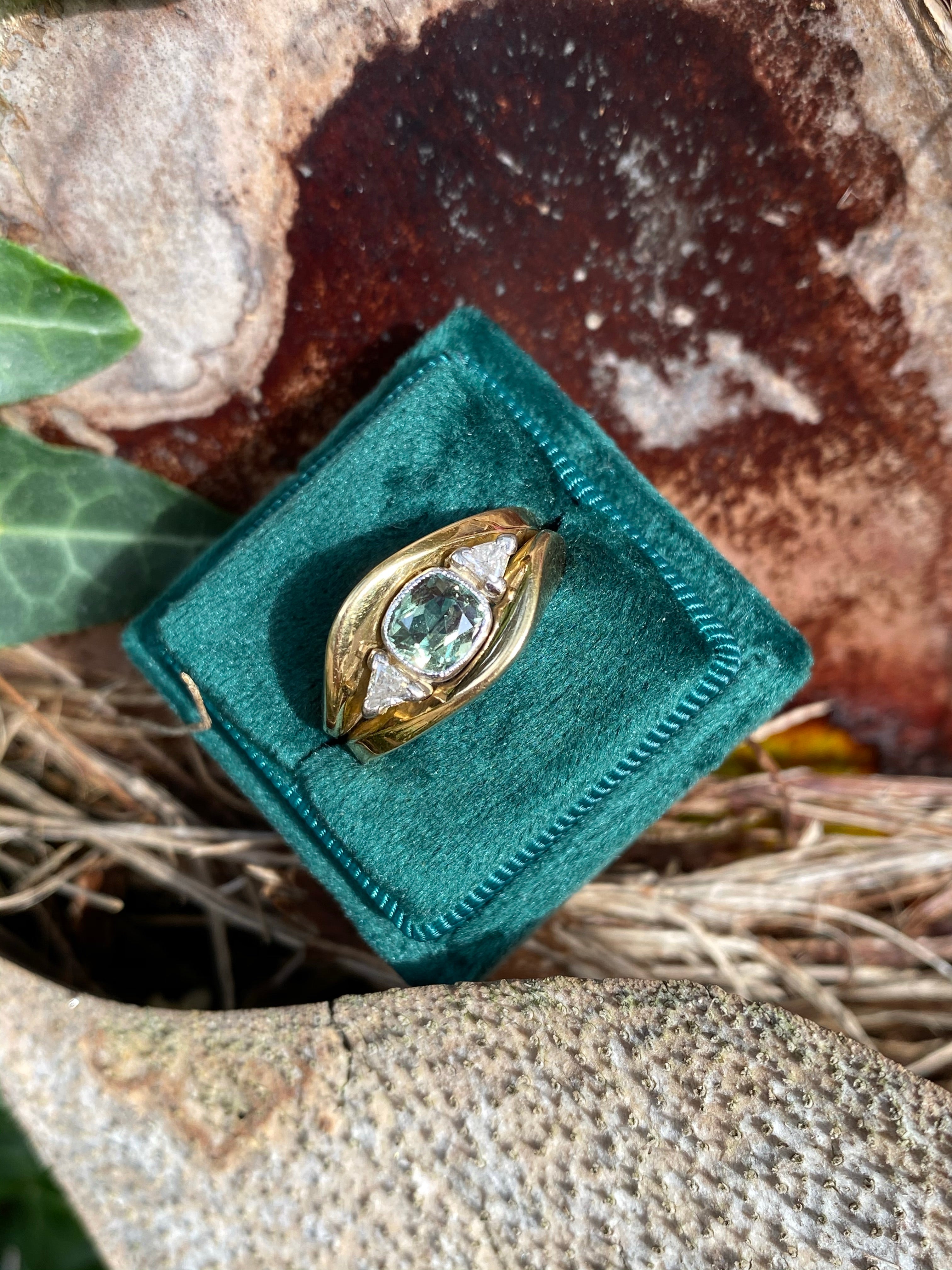Vintage cushion cut Alexandrite engagement ring 