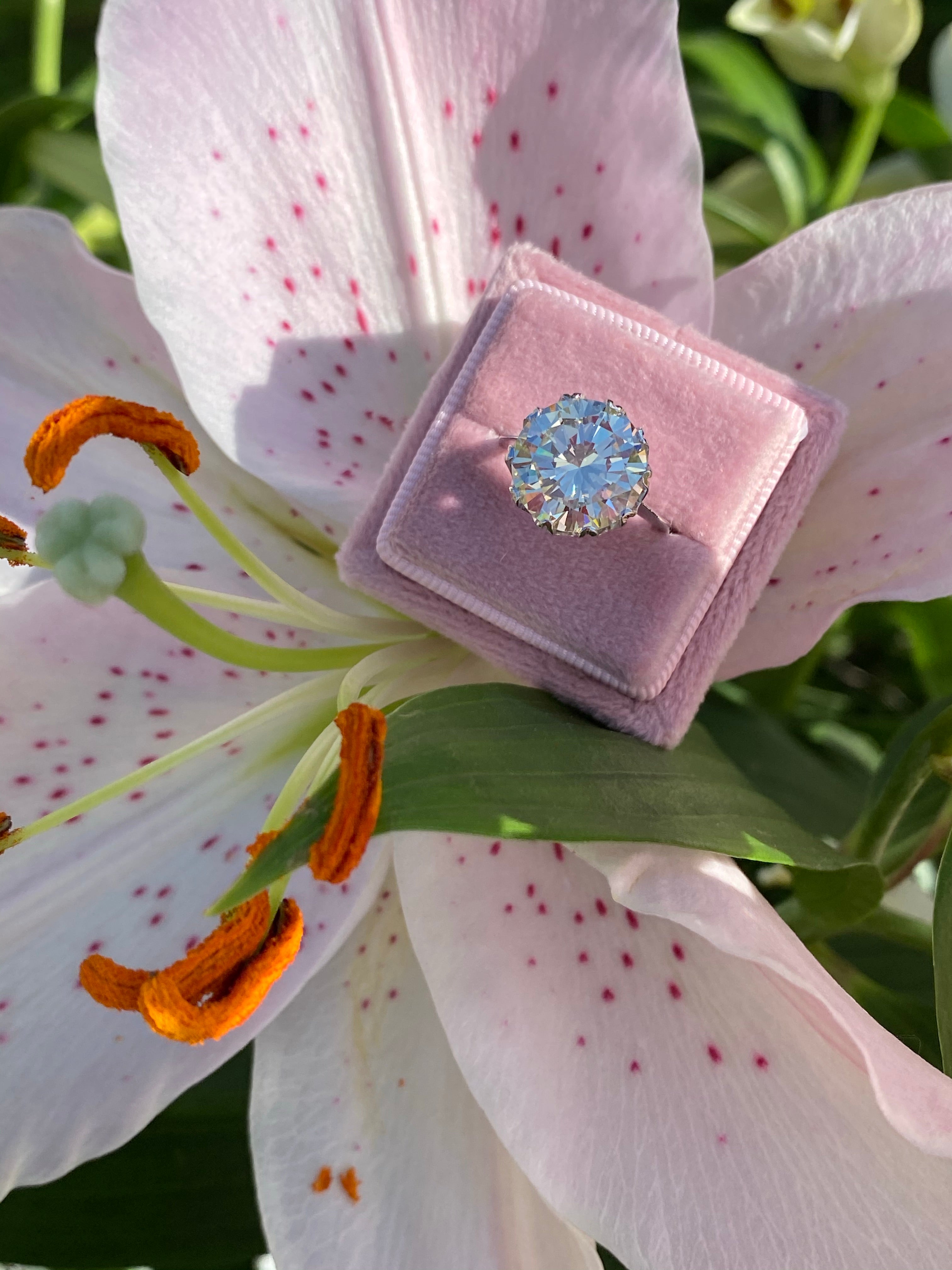 6.25 Carat Transitional Cut Diamond Solitaire Engagement Ring in White Gold 