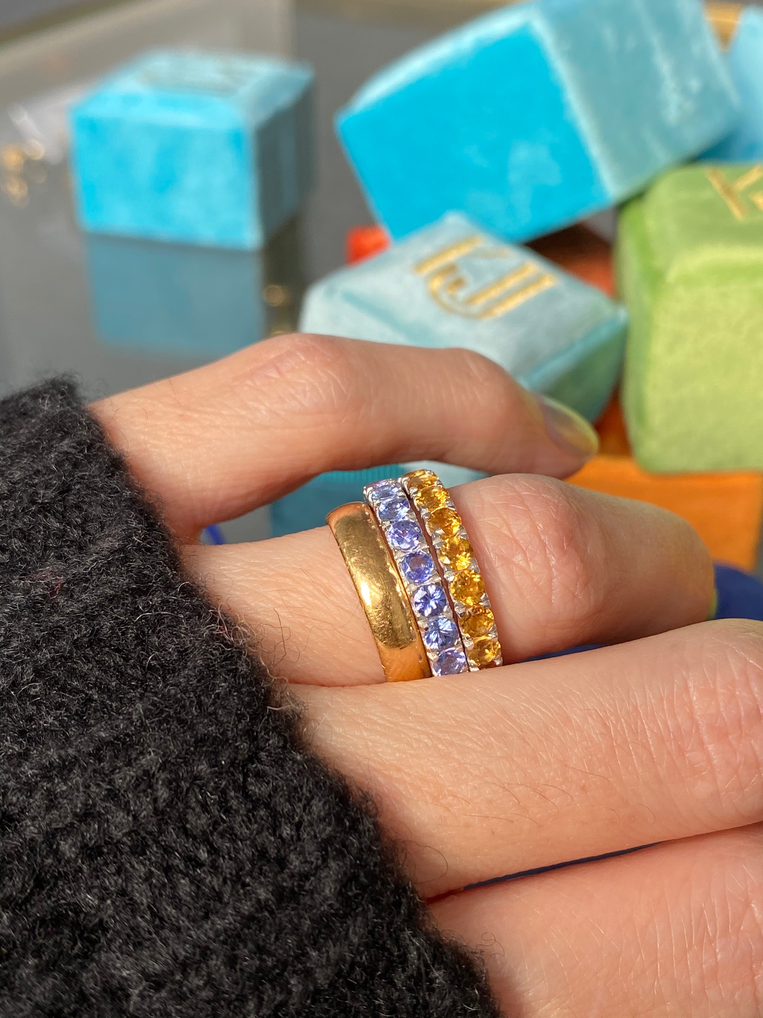 Tanzanite Half Eternity Ring Band Wedding Ring Sterling Silver December Birthstone Stacking Ring Jewellery Ring Gifts under 300