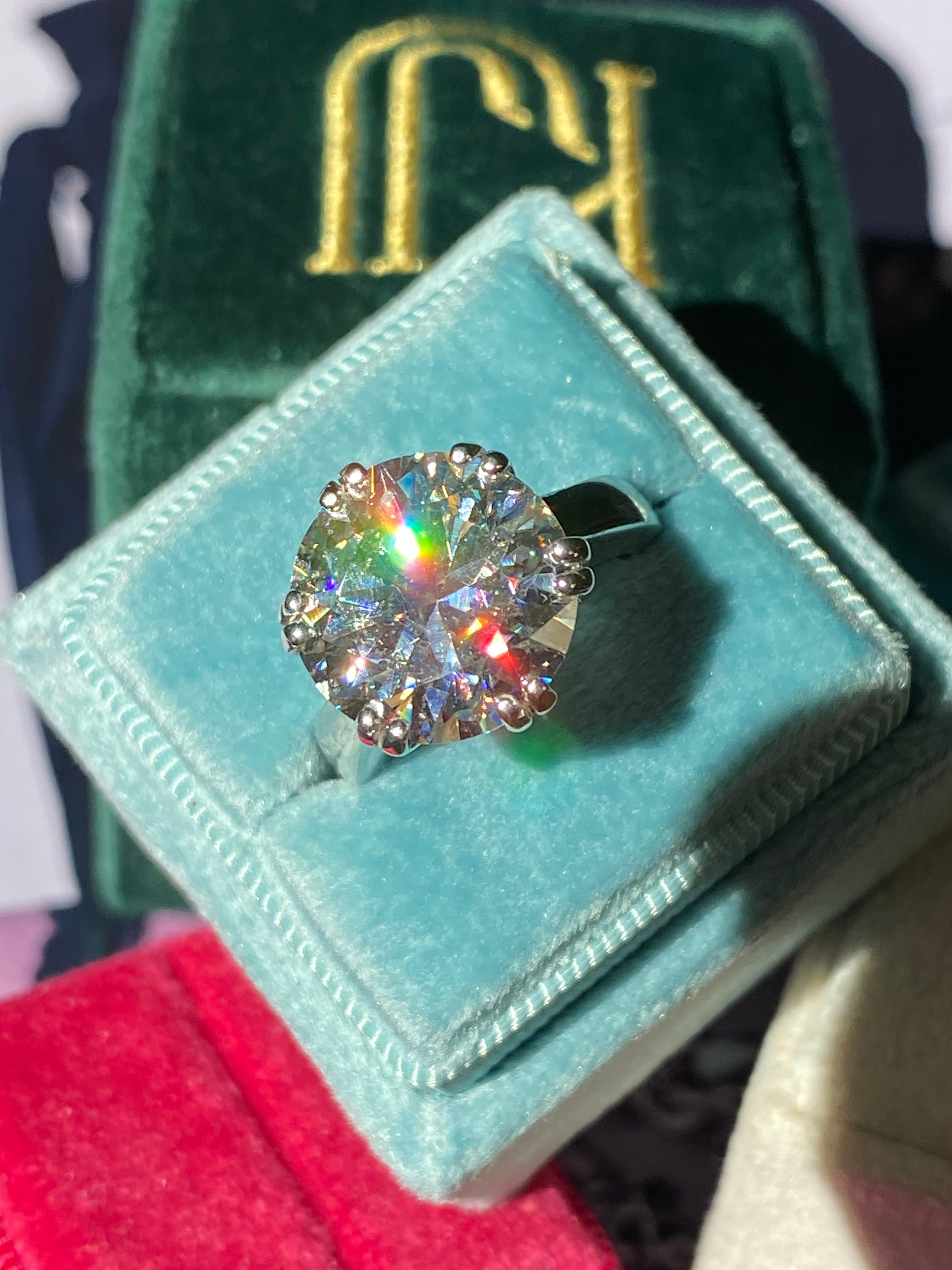 7 Carat Round Brilliant Cut Moissanite Engagement Cocktail Ring 