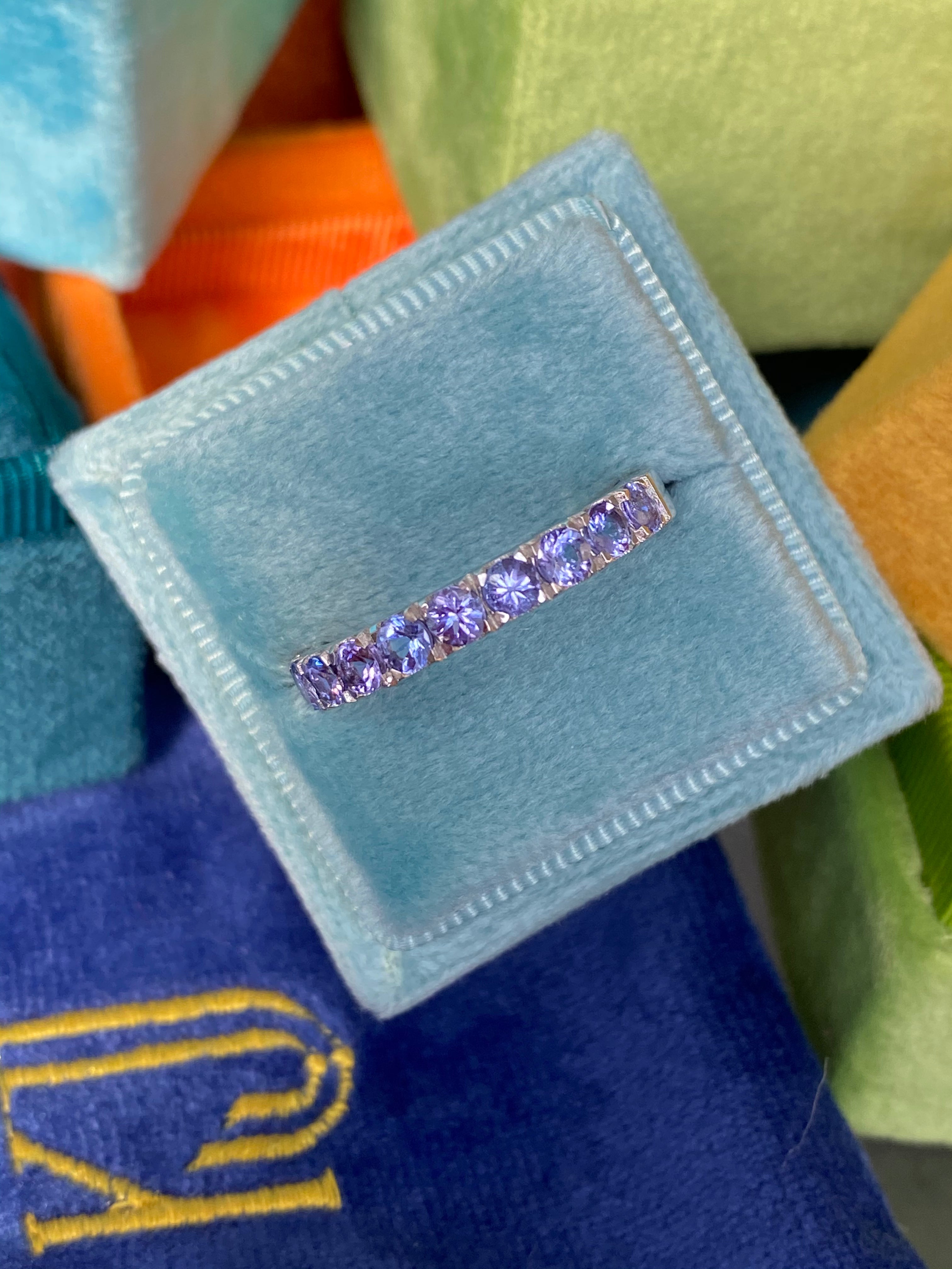Tanzanite Half Eternity Ring Band Wedding Ring Sterling Silver December Birthstone Stacking Ring Jewellery Ring Gifts under 300