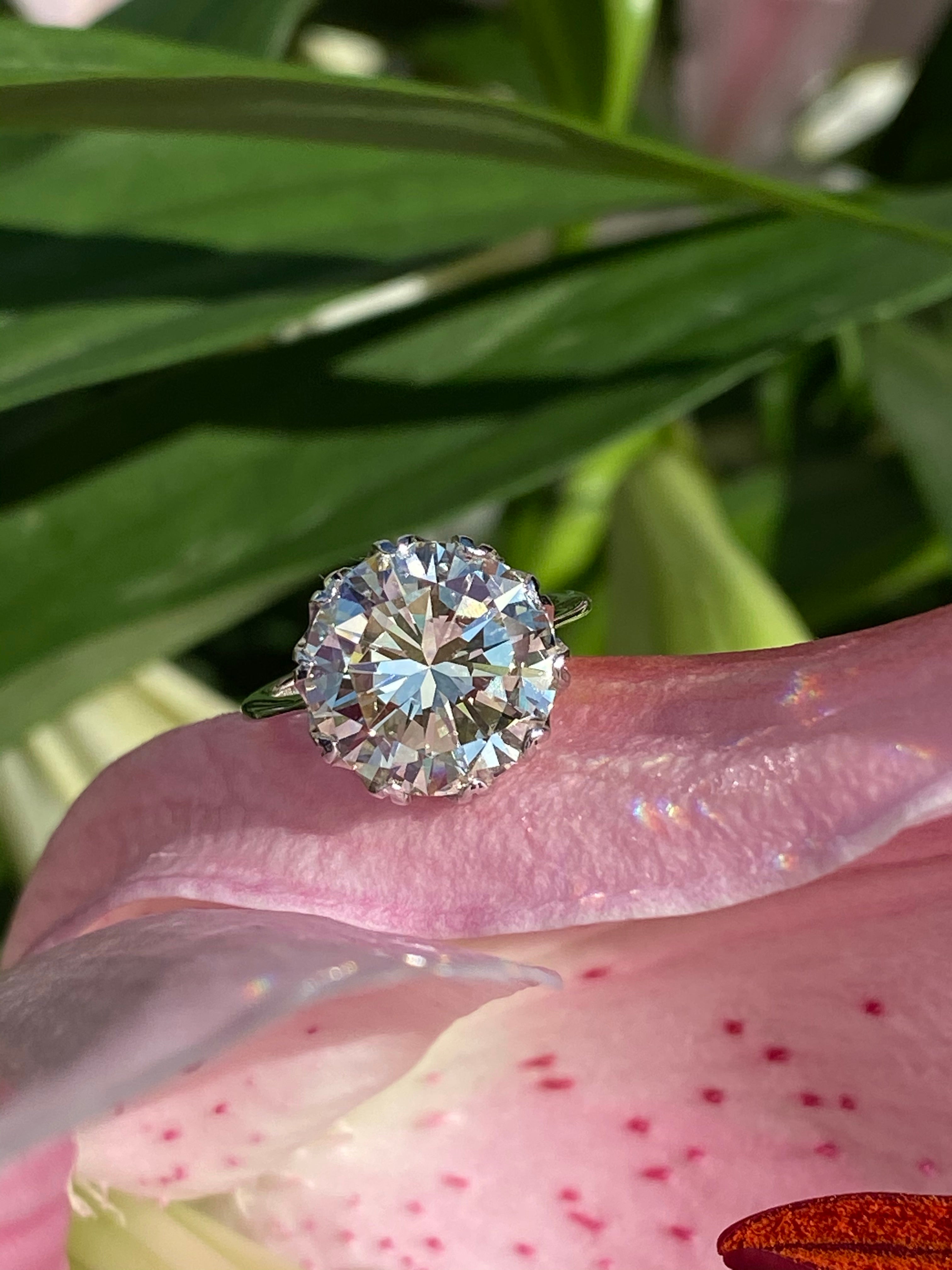 6.25 Carat Transitional Cut Diamond Solitaire Engagement Ring in White Gold 