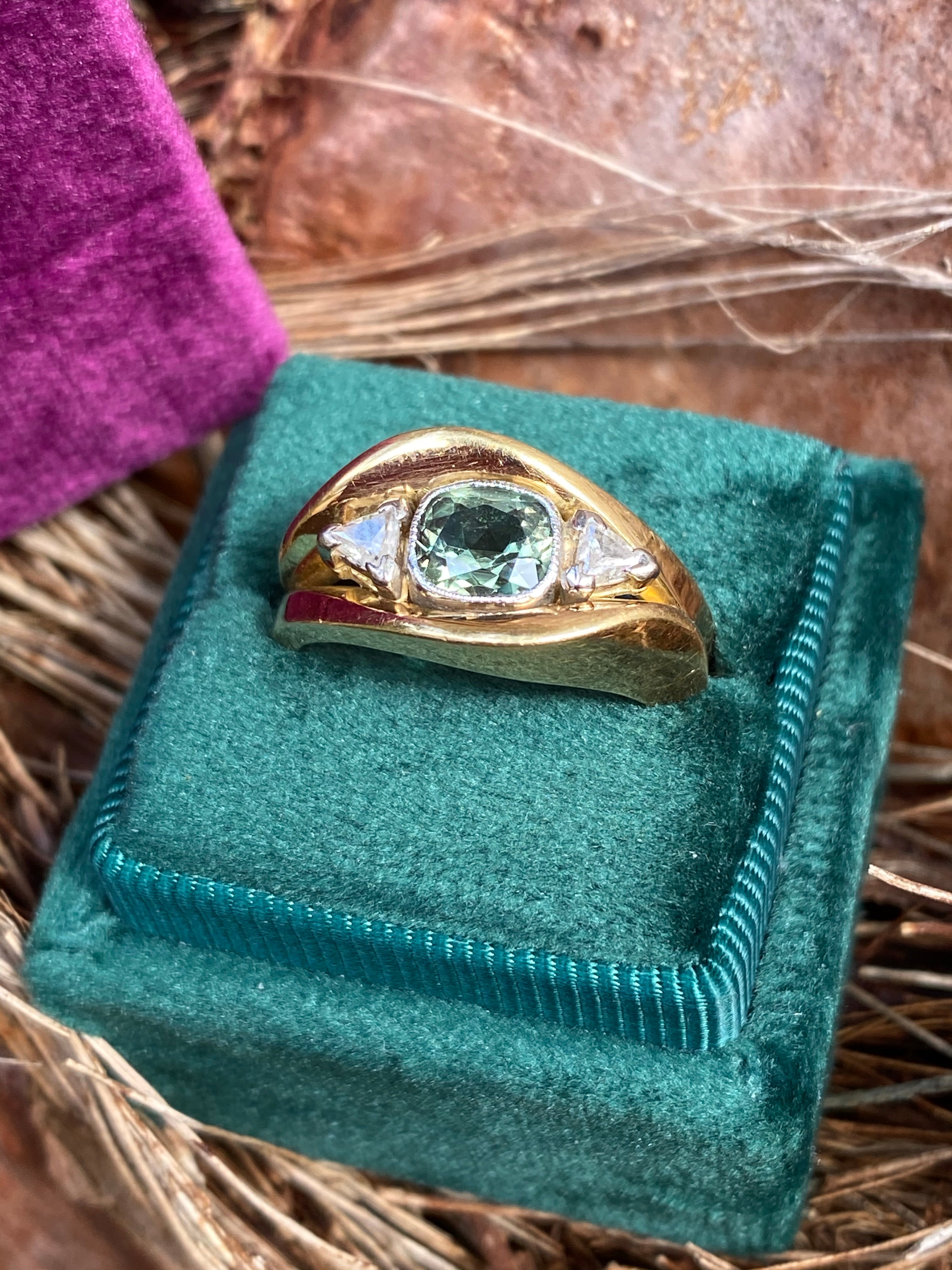 Vintage cushion cut Alexandrite engagement ring 