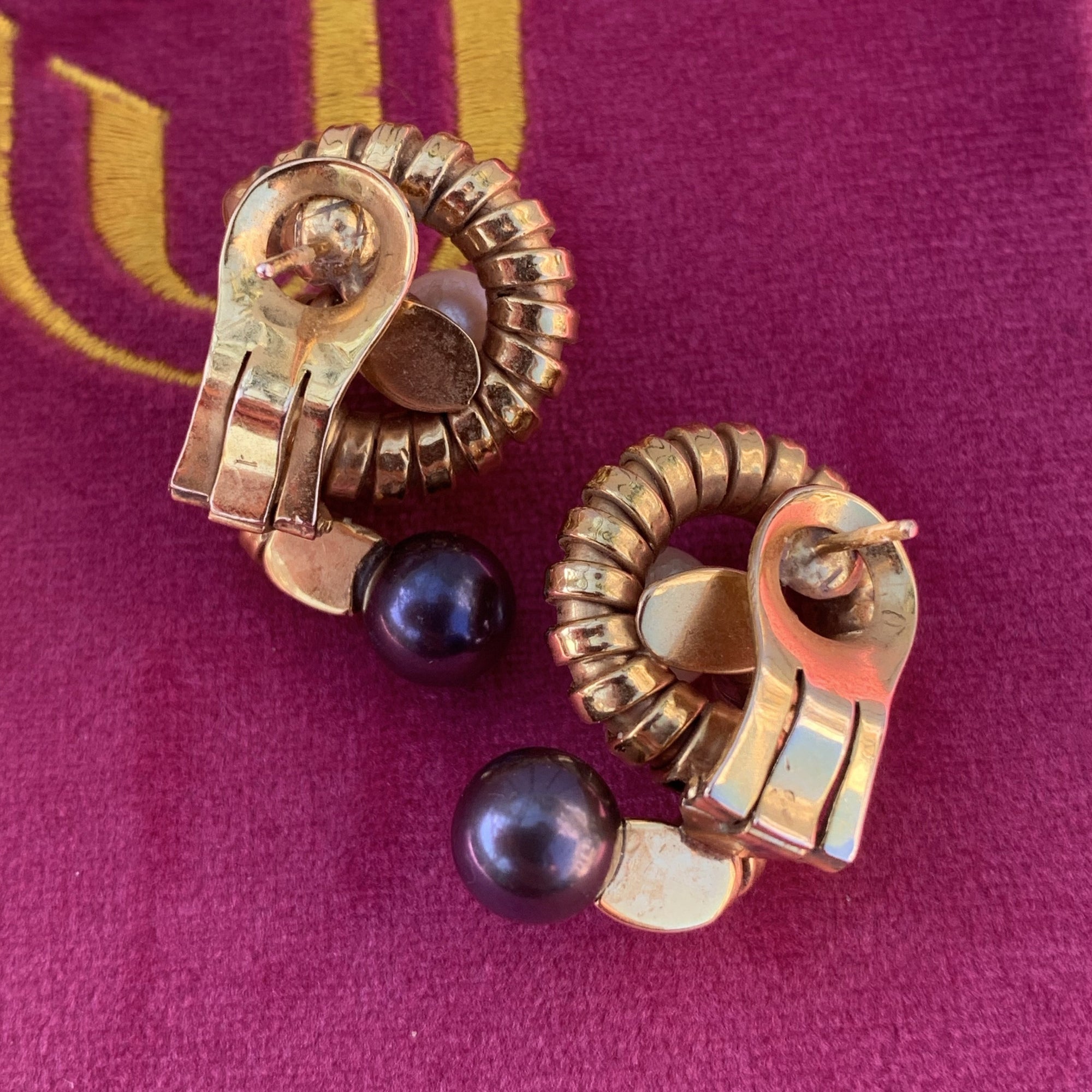 French South Sea Pearl Earrings in 18ct Yellow Gold
