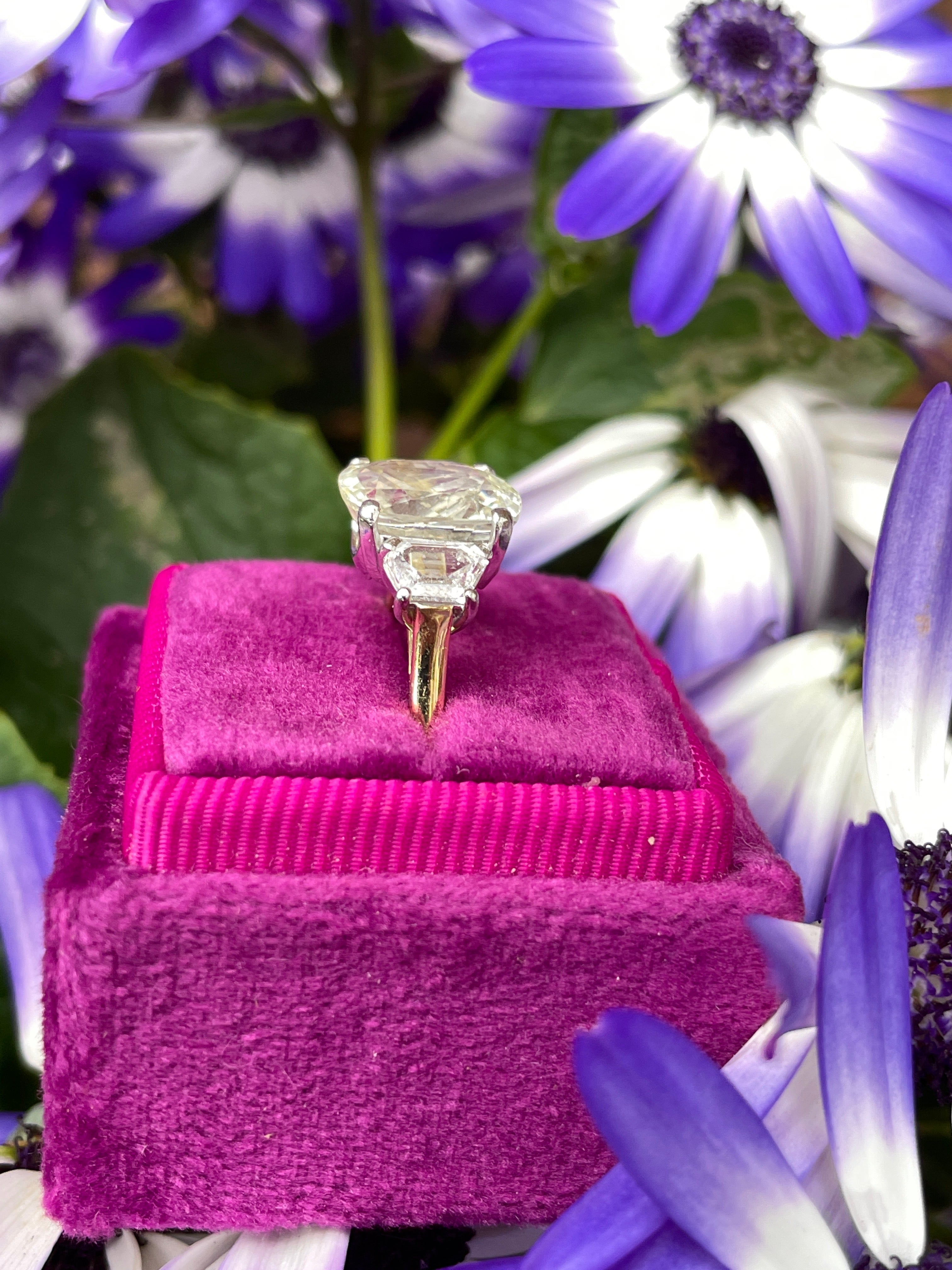 4.21 Carat Yellow Sapphire and Diamond Three Stone Ring in 18ct Yellow Gold