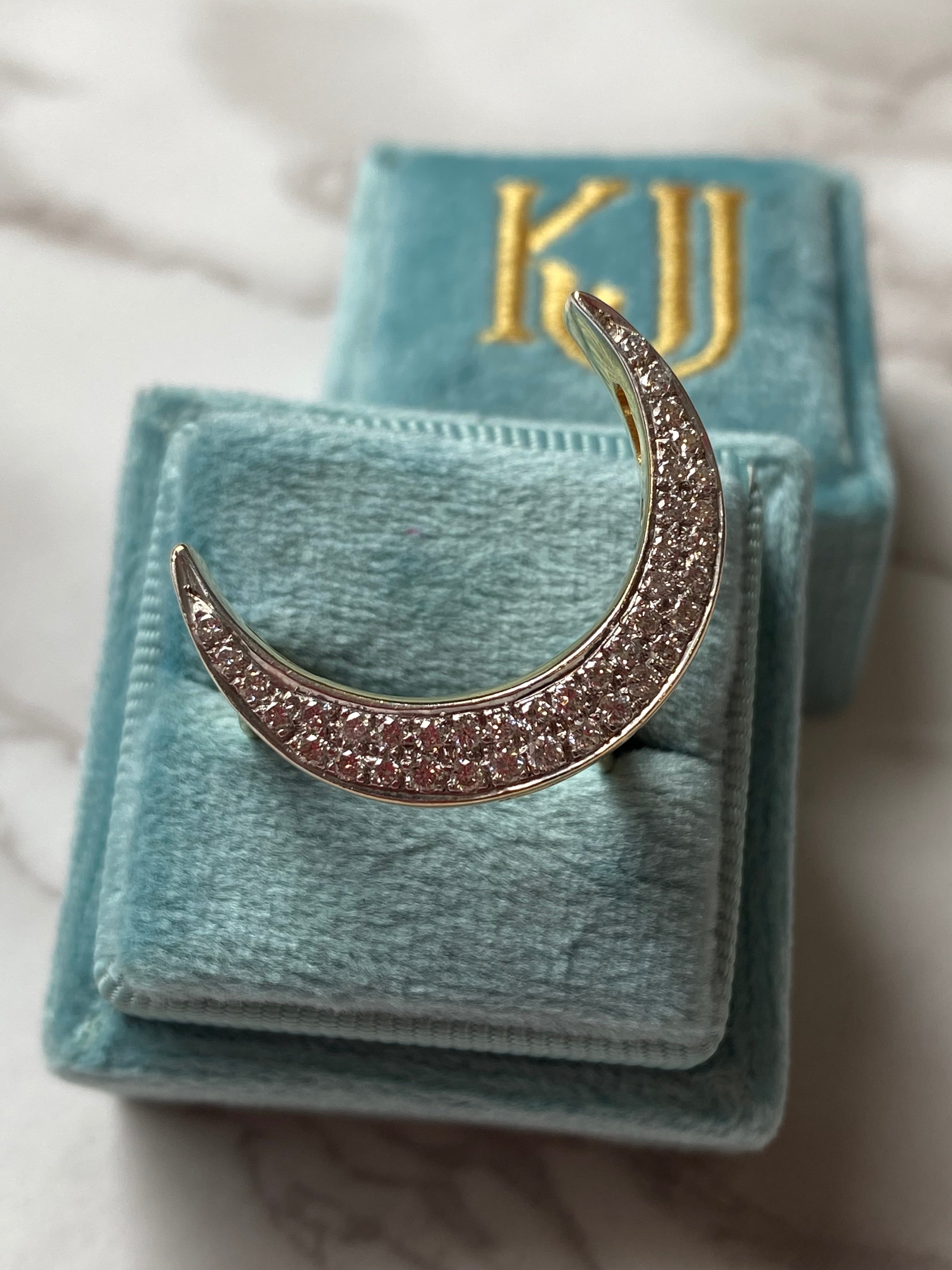 0.50 CTW Crescent Moon Diamond Ring in 18ct Yellow Gold