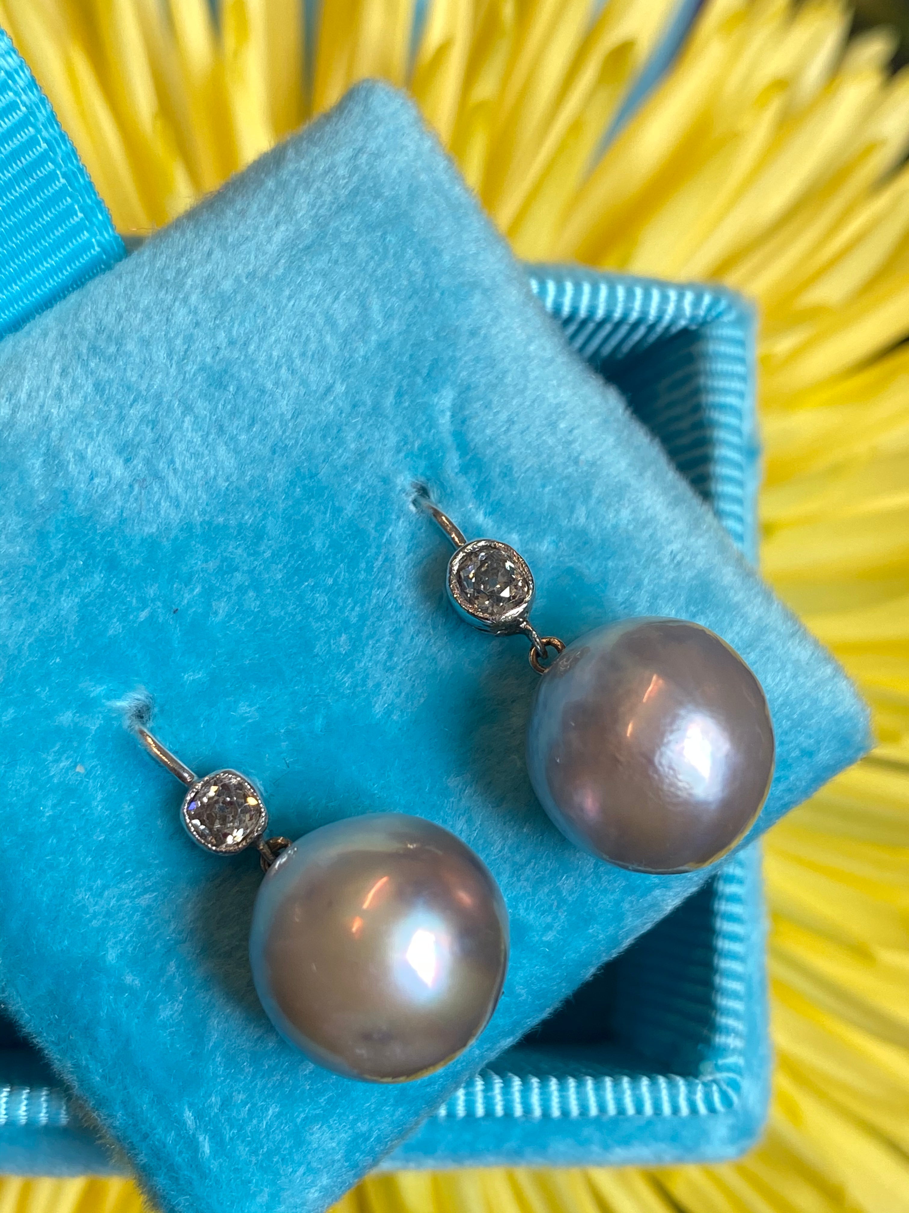0.20 CTW Diamond and Pearl Drop Earrings in 18ct White Gold