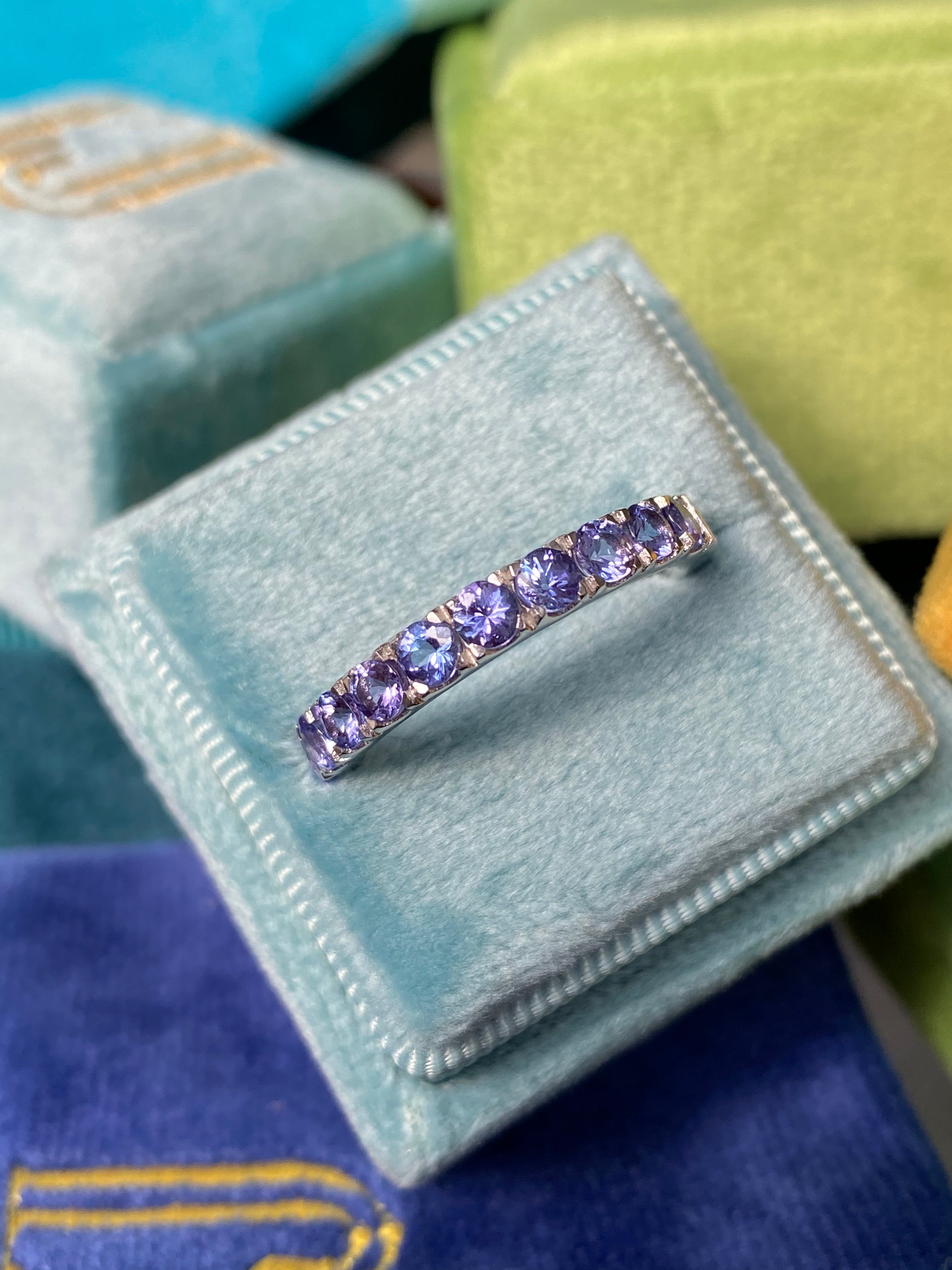 1.10 CTW Tanzanite Eternity Stacking Ring in Sterling Silver