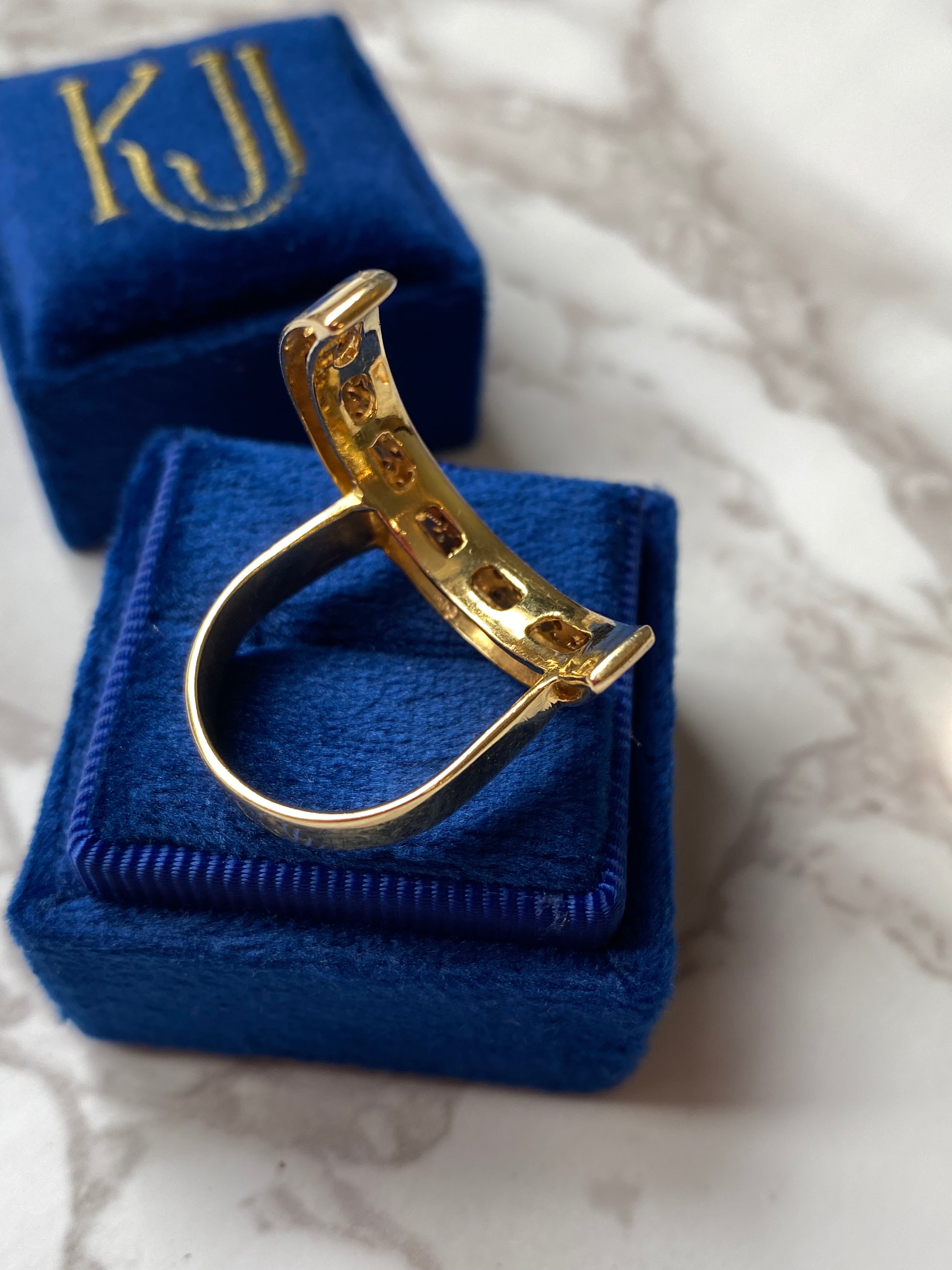 0.50 CTW Crescent Moon Diamond Ring in 18ct Yellow Gold