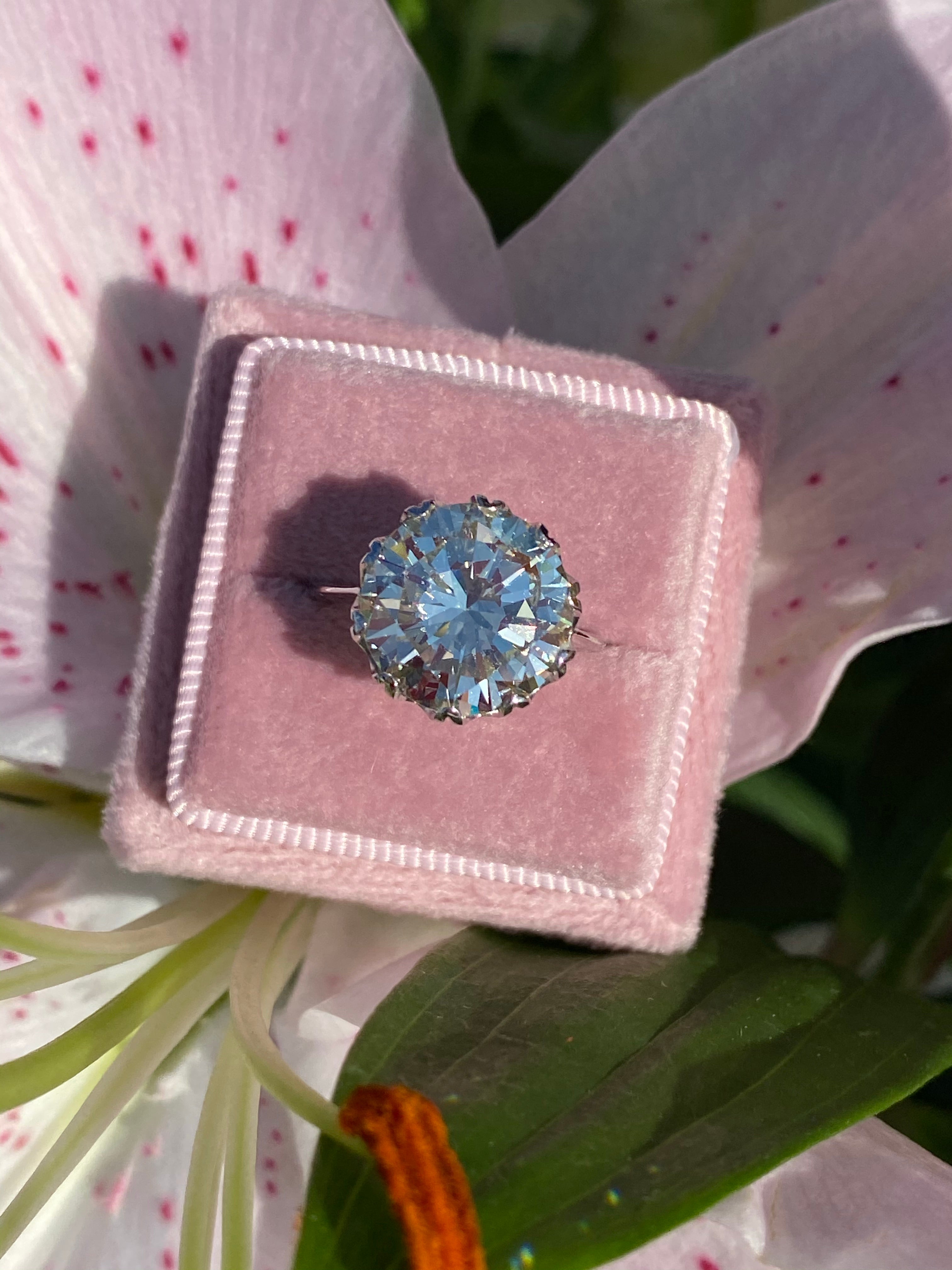 6.25 Carat Transitional Cut Diamond Solitaire Engagement Ring in White Gold 