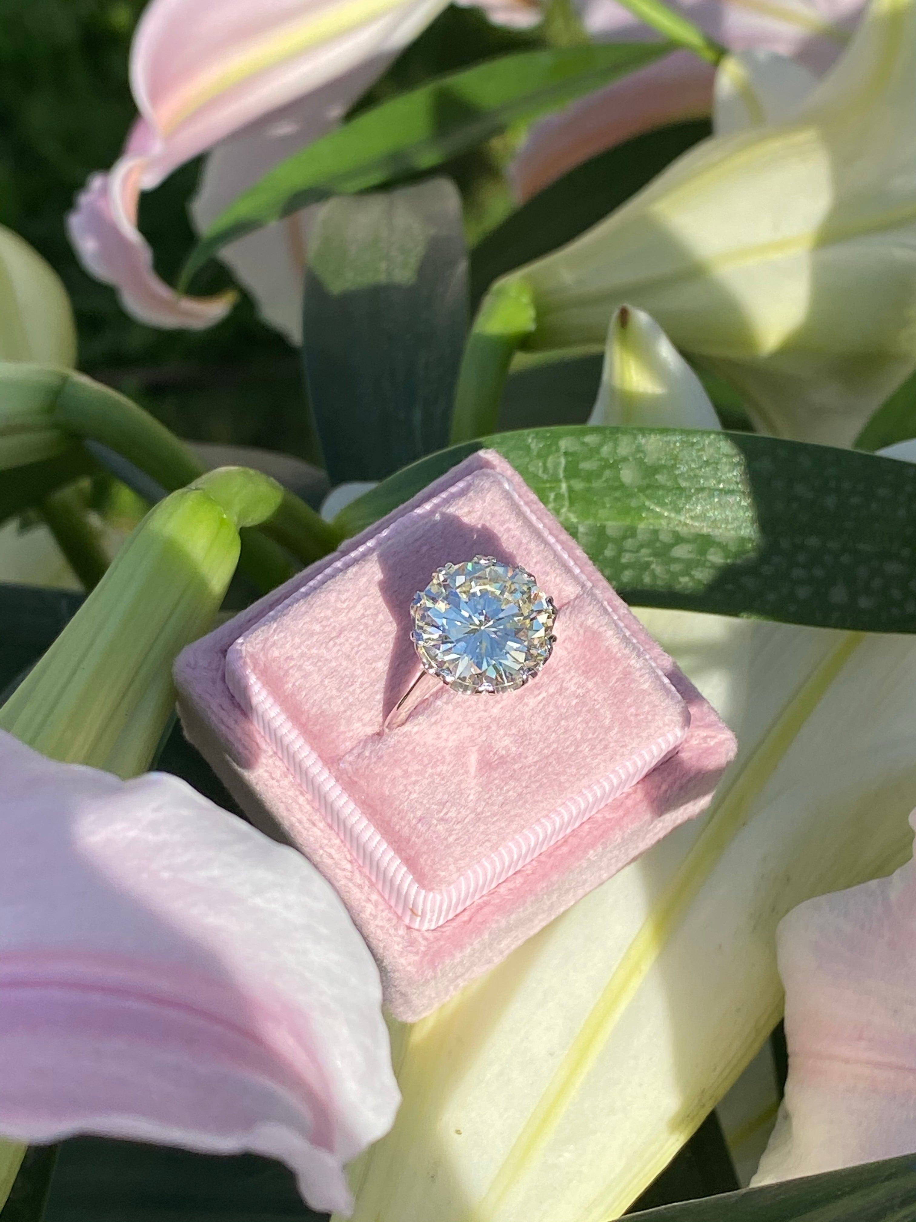 6.25 Carat Transitional Cut Diamond Solitaire Engagement Ring in White Gold 