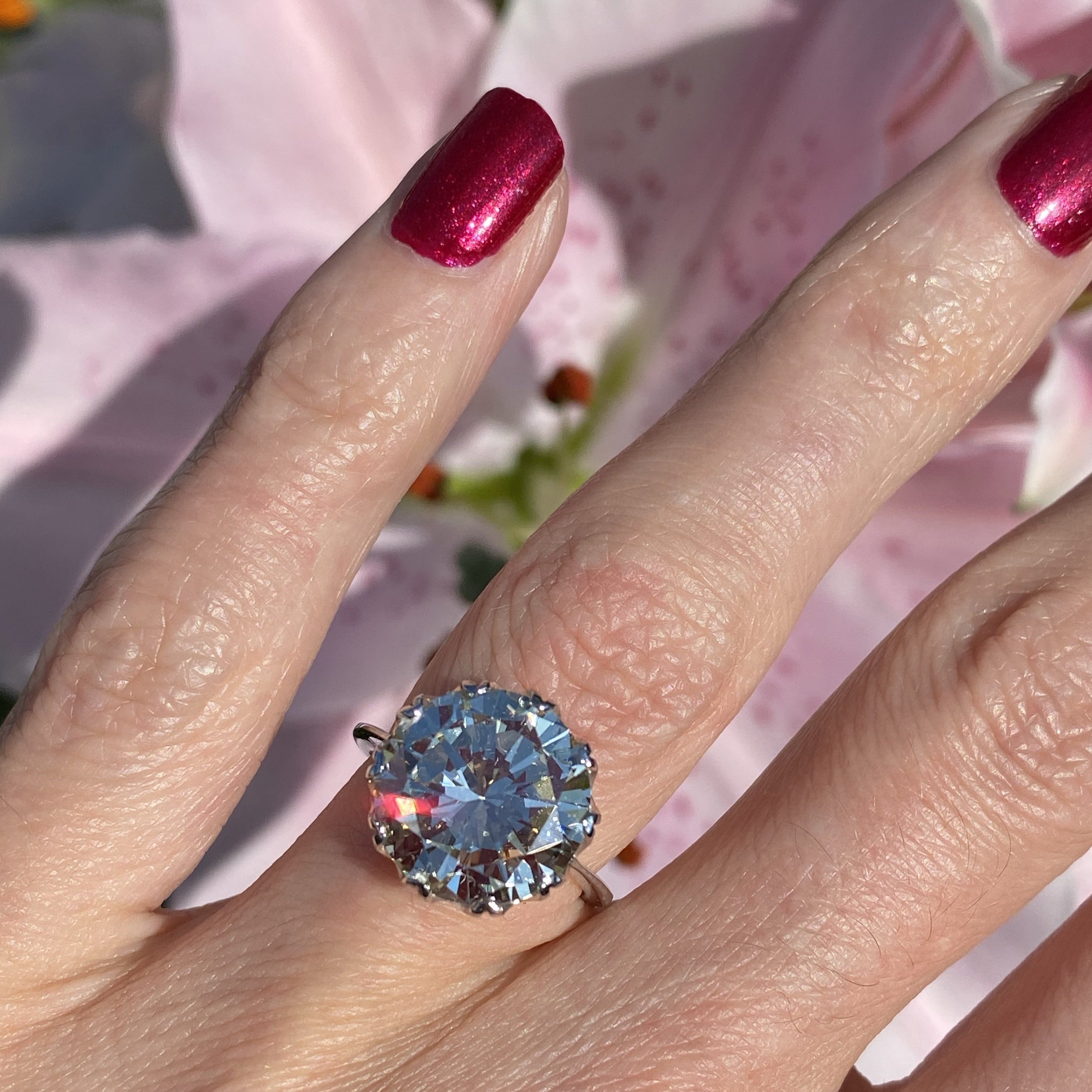 6.25 Carat Transitional Cut Diamond Solitaire Engagement Ring in White Gold 