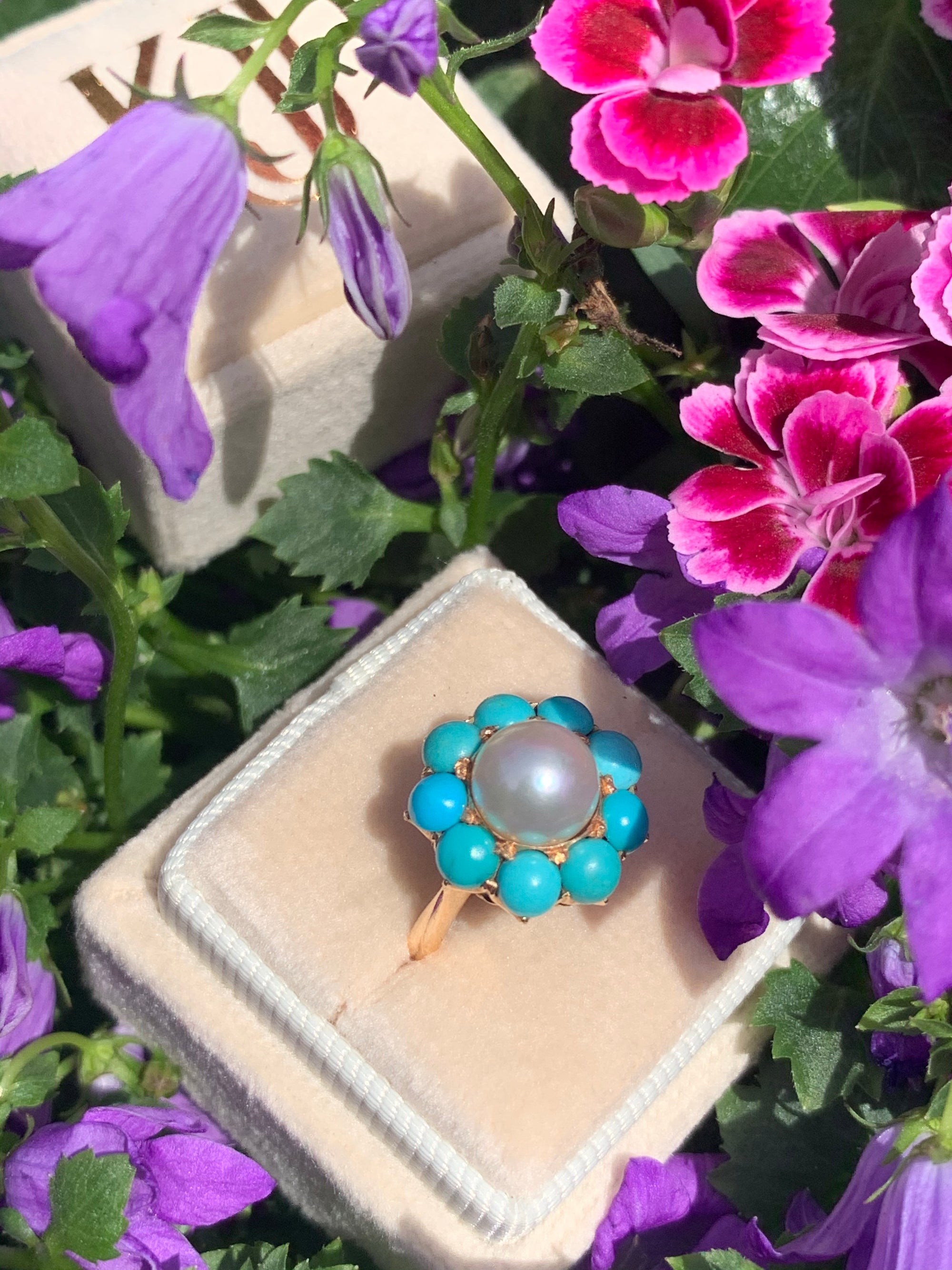 Turquoise and Pearl Ring
