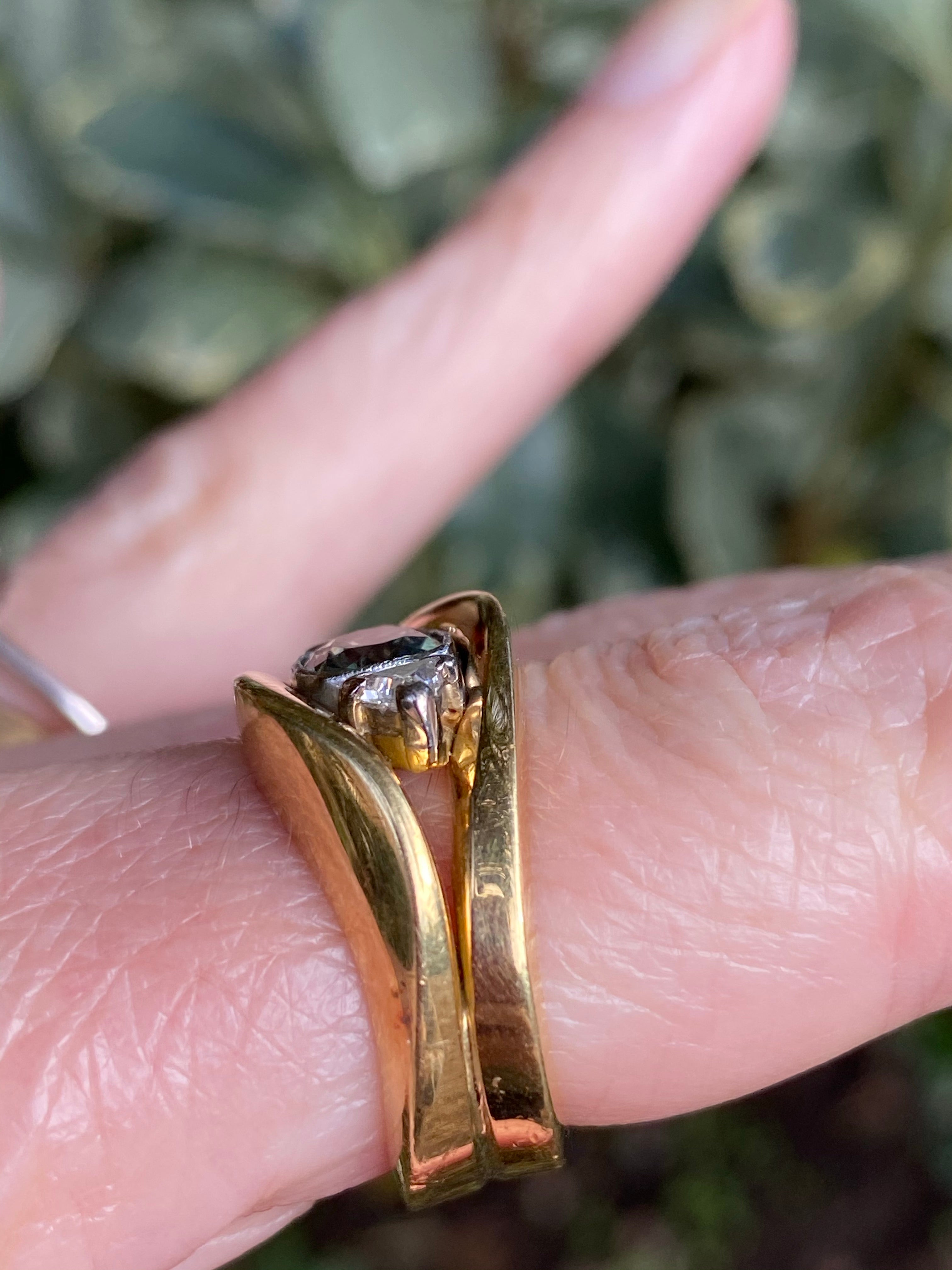 Vintage cushion cut Alexandrite engagement ring 