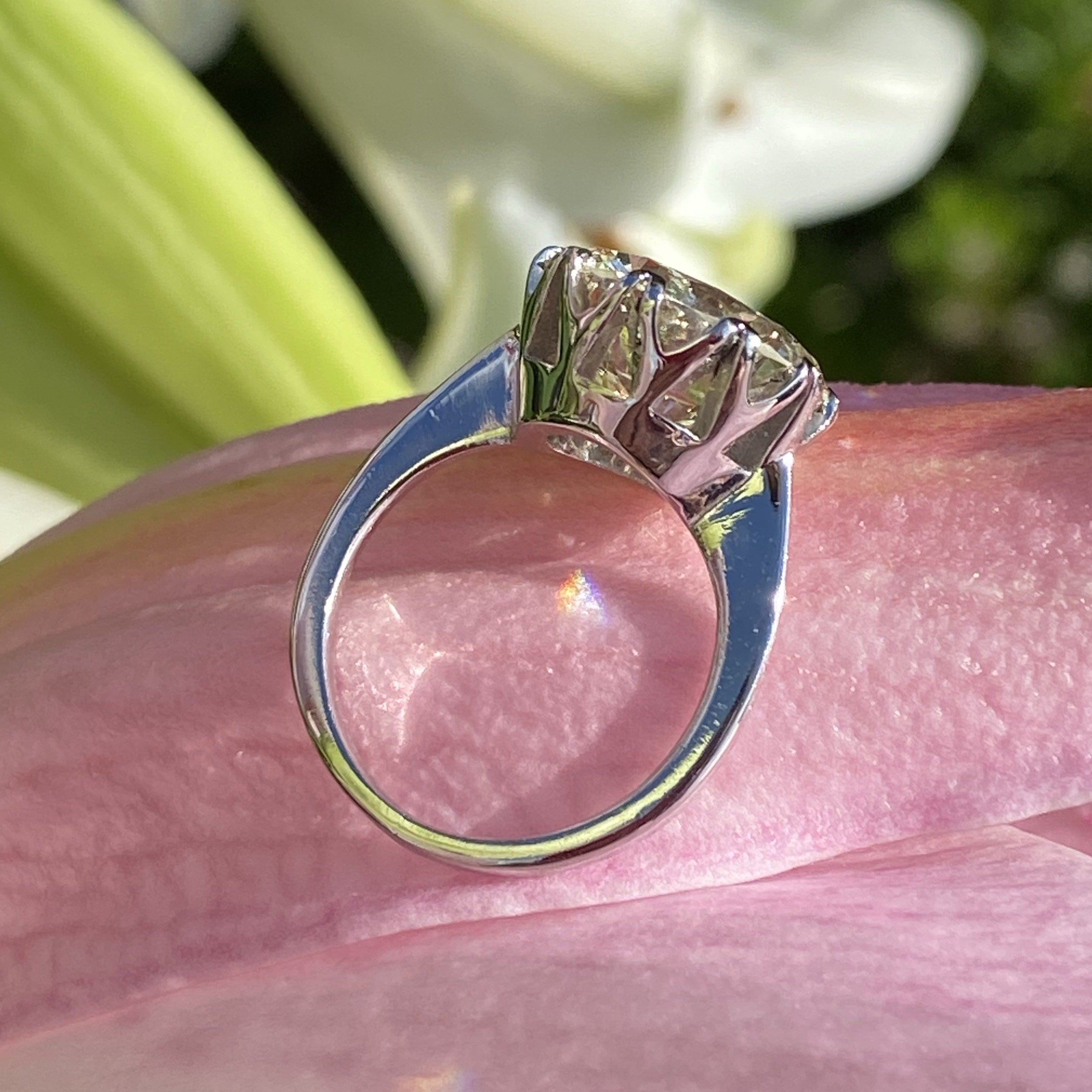 6.25 Carat Transitional Cut Diamond Solitaire Engagement Ring in White Gold 