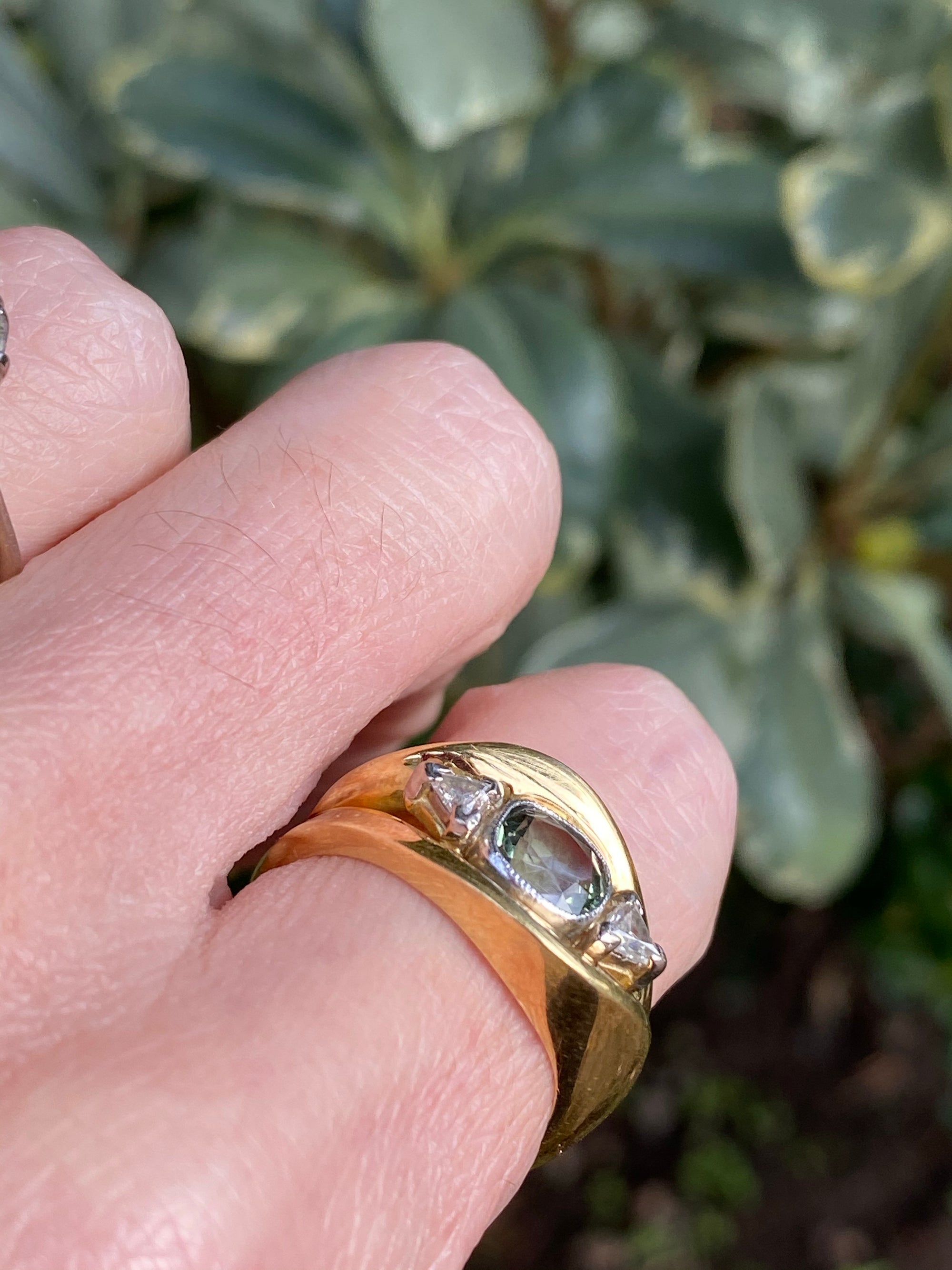 Vintage cushion cut Alexandrite engagement ring 