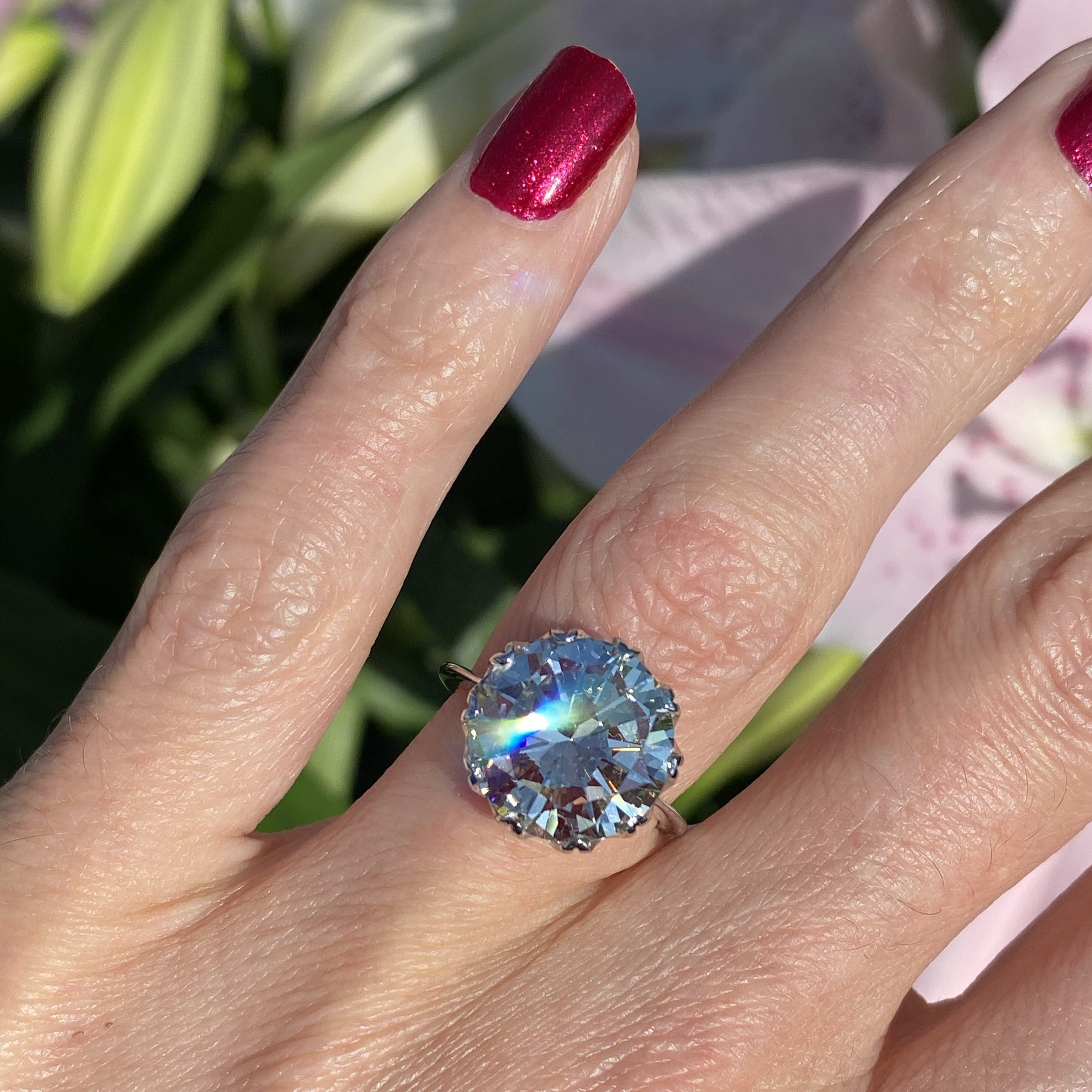 6.25 Carat Transitional Cut Diamond Solitaire Engagement Ring in White Gold 