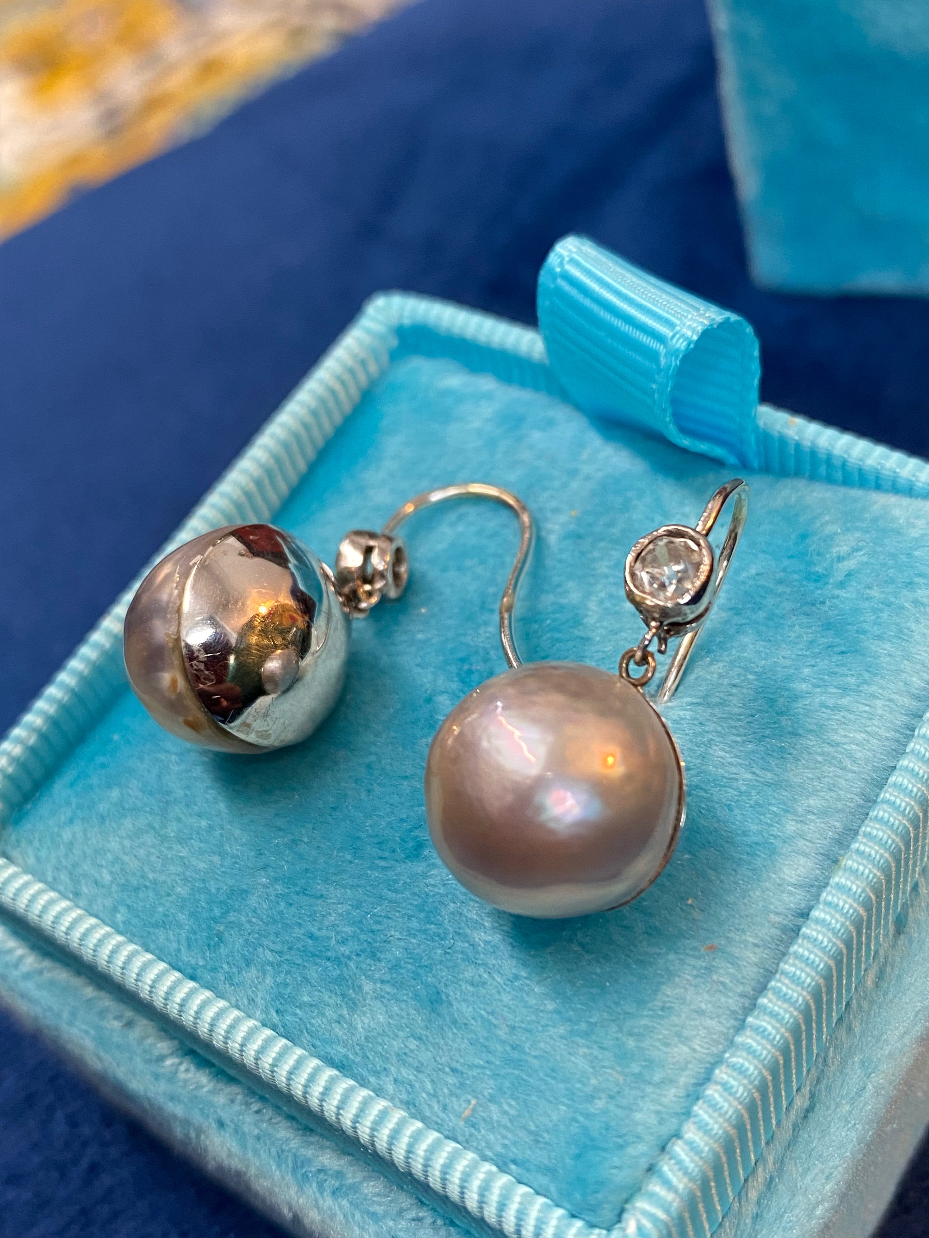 0.20 CTW Diamond and Pearl Drop Earrings in 18ct White Gold