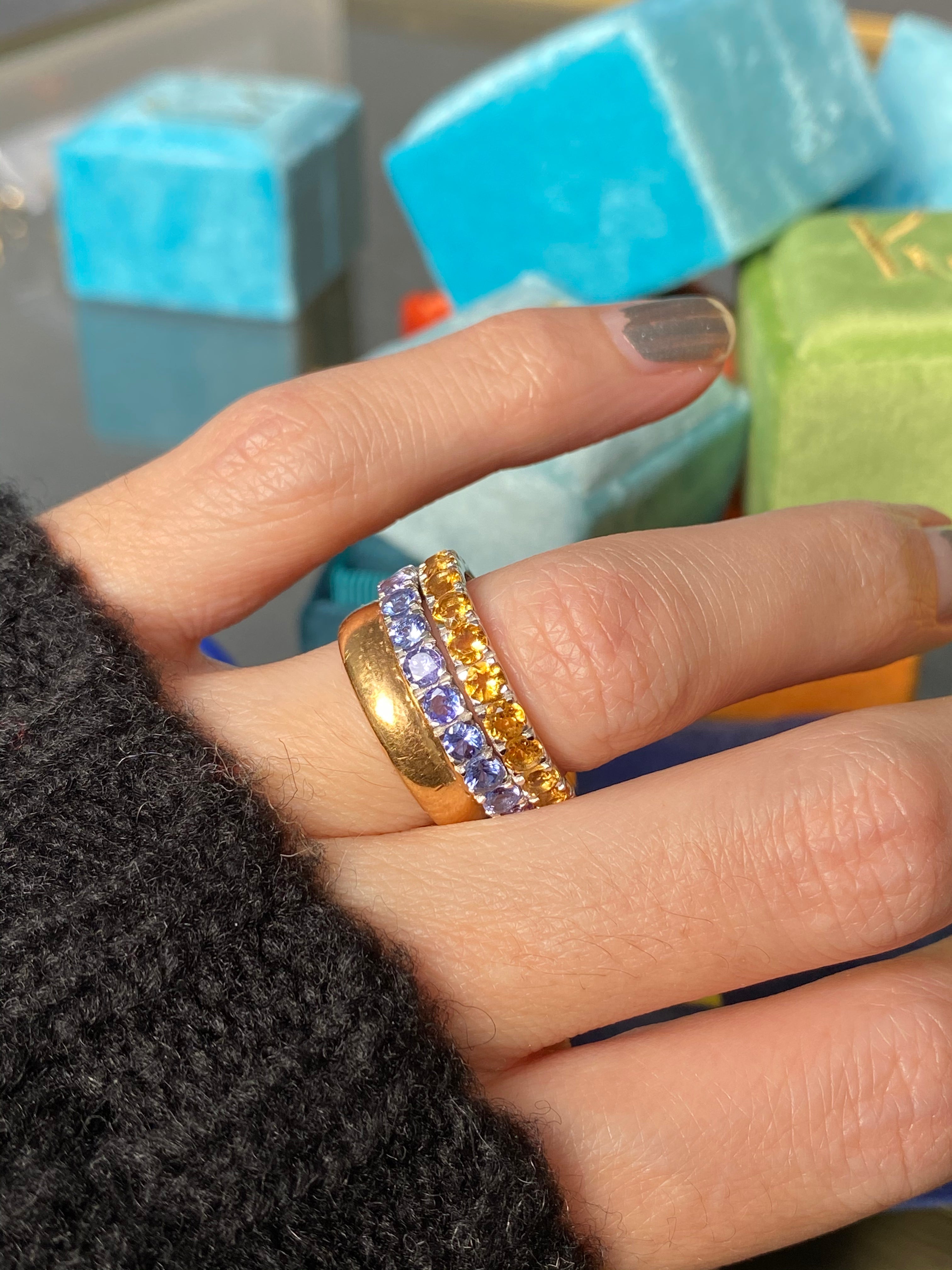 1.10 CTW Tanzanite Eternity Stacking Ring in Sterling Silver