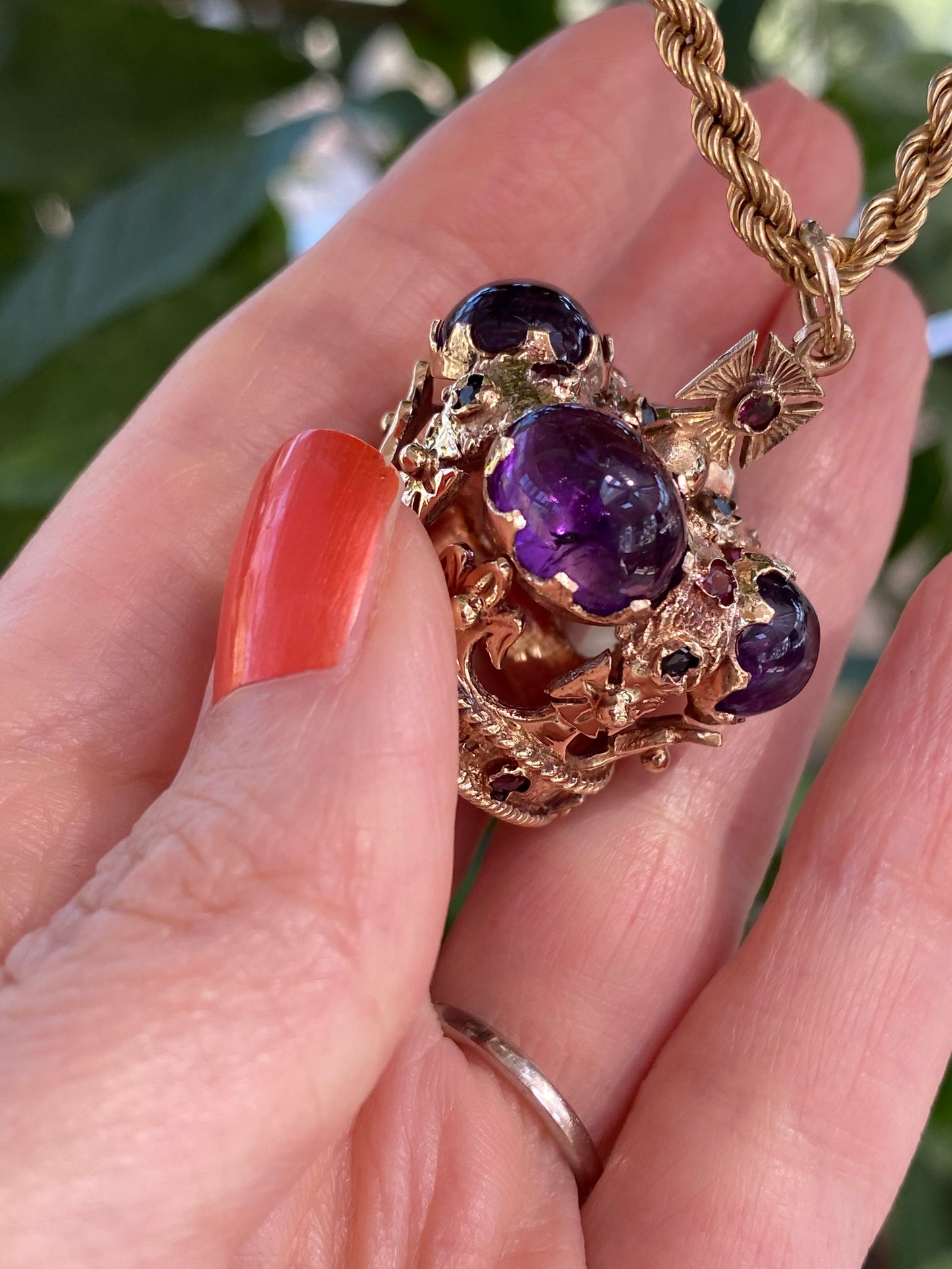 Huge Amethyst Crown Necklace in 9ct Yellow Gold