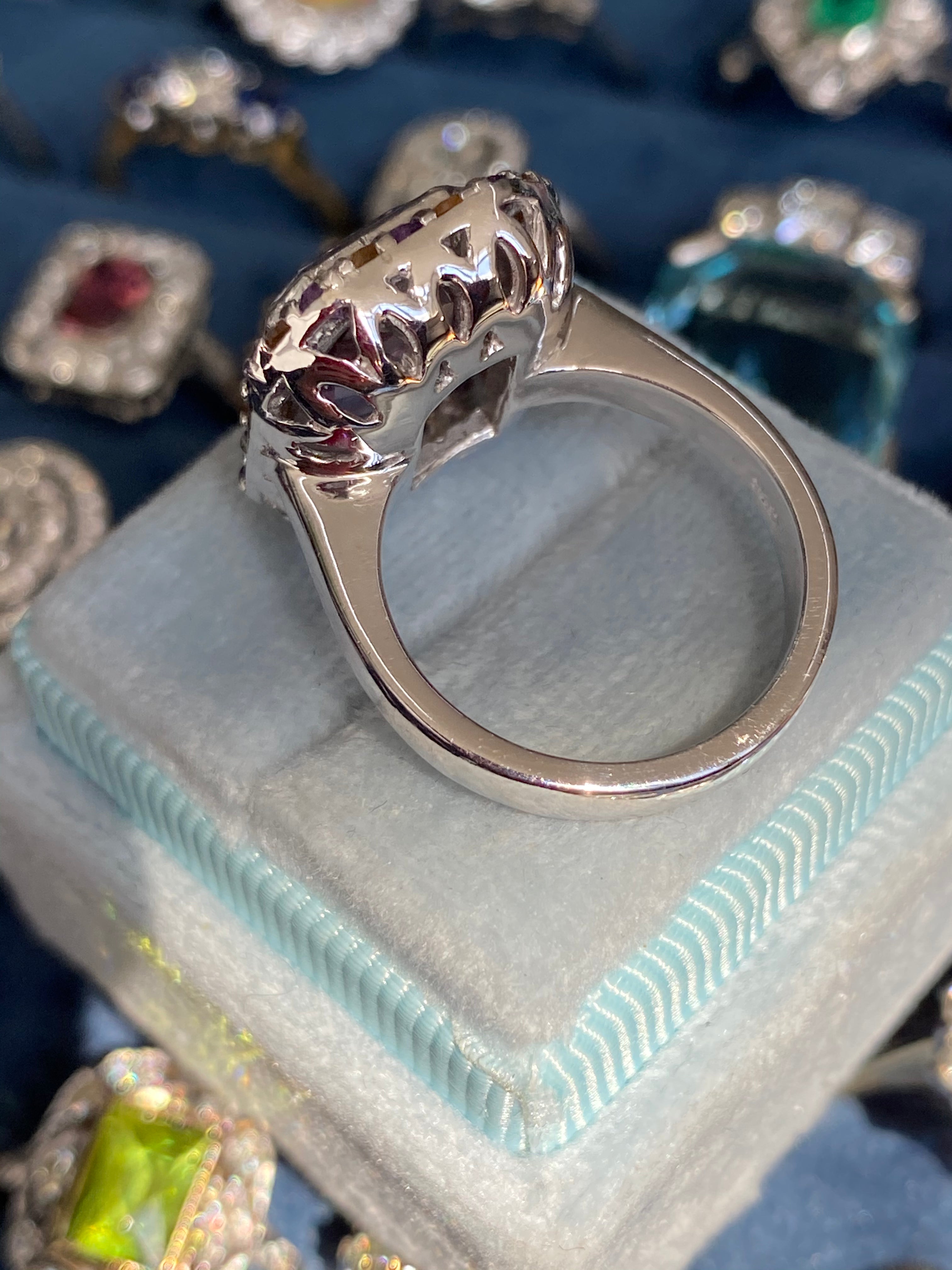 Ametrine, Amethyst and Citrine Halo Cocktail Ring in Sterling Silver