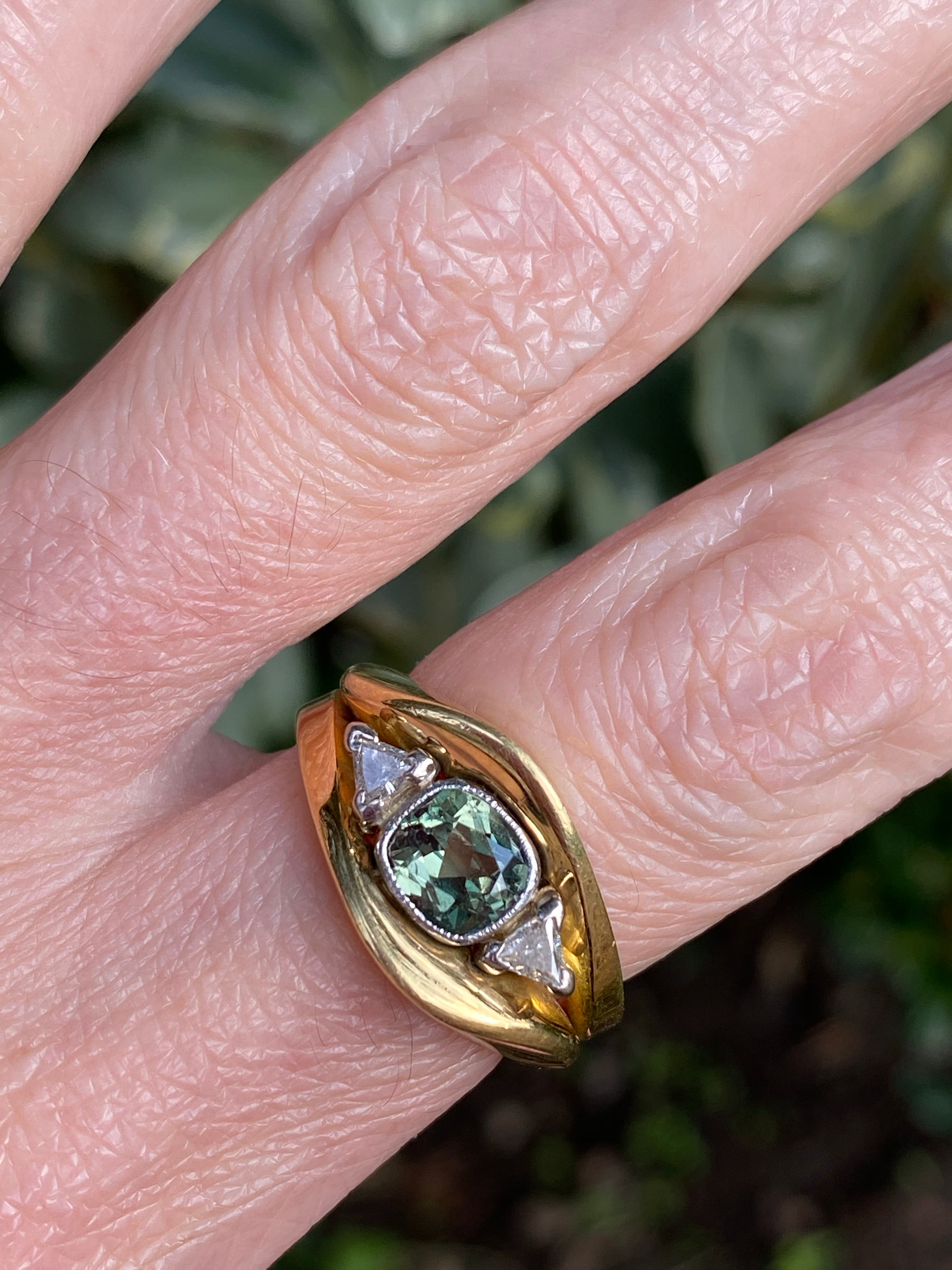Vintage cushion cut Alexandrite engagement ring 