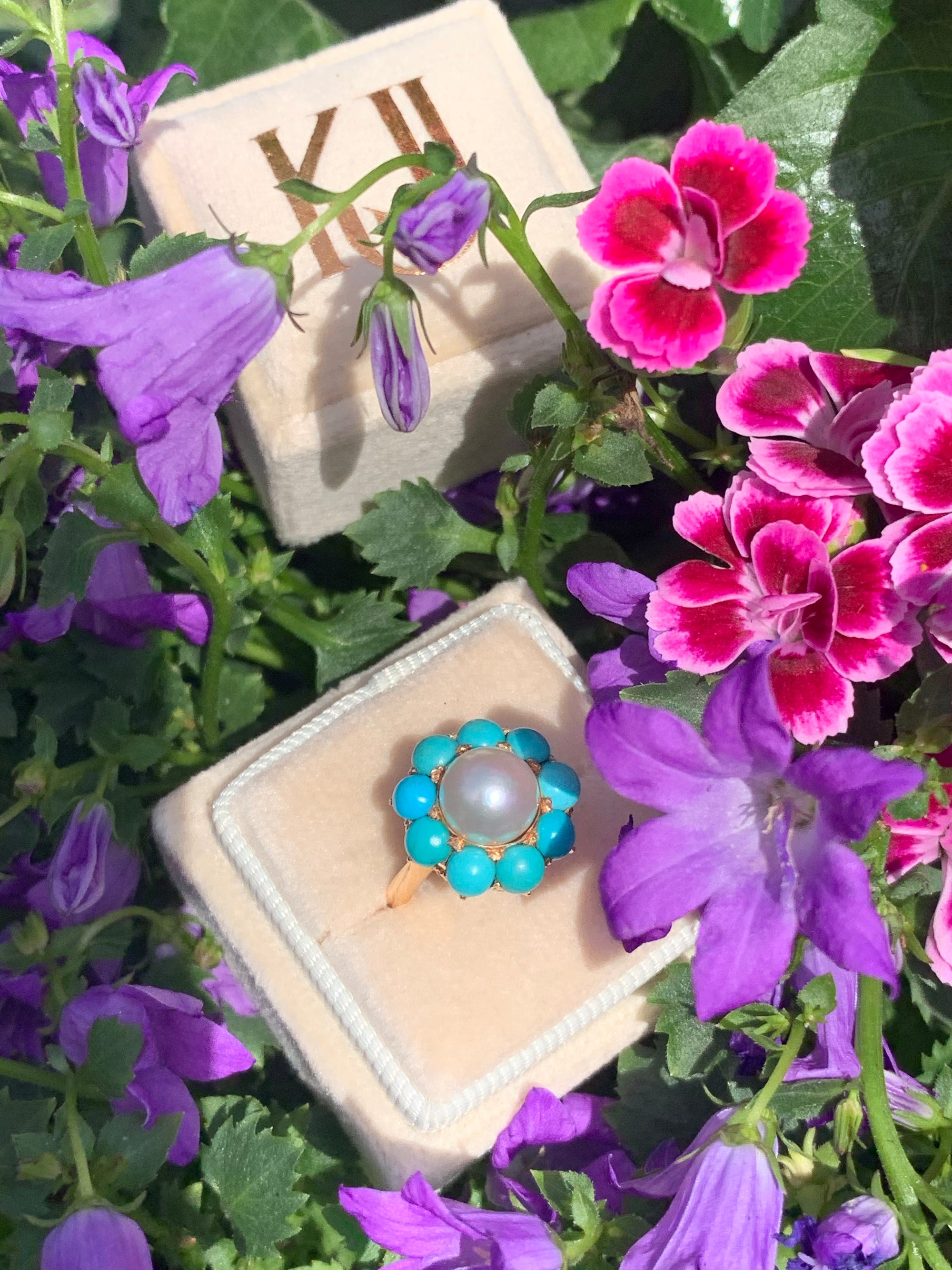 Turquoise and Pearl Ring