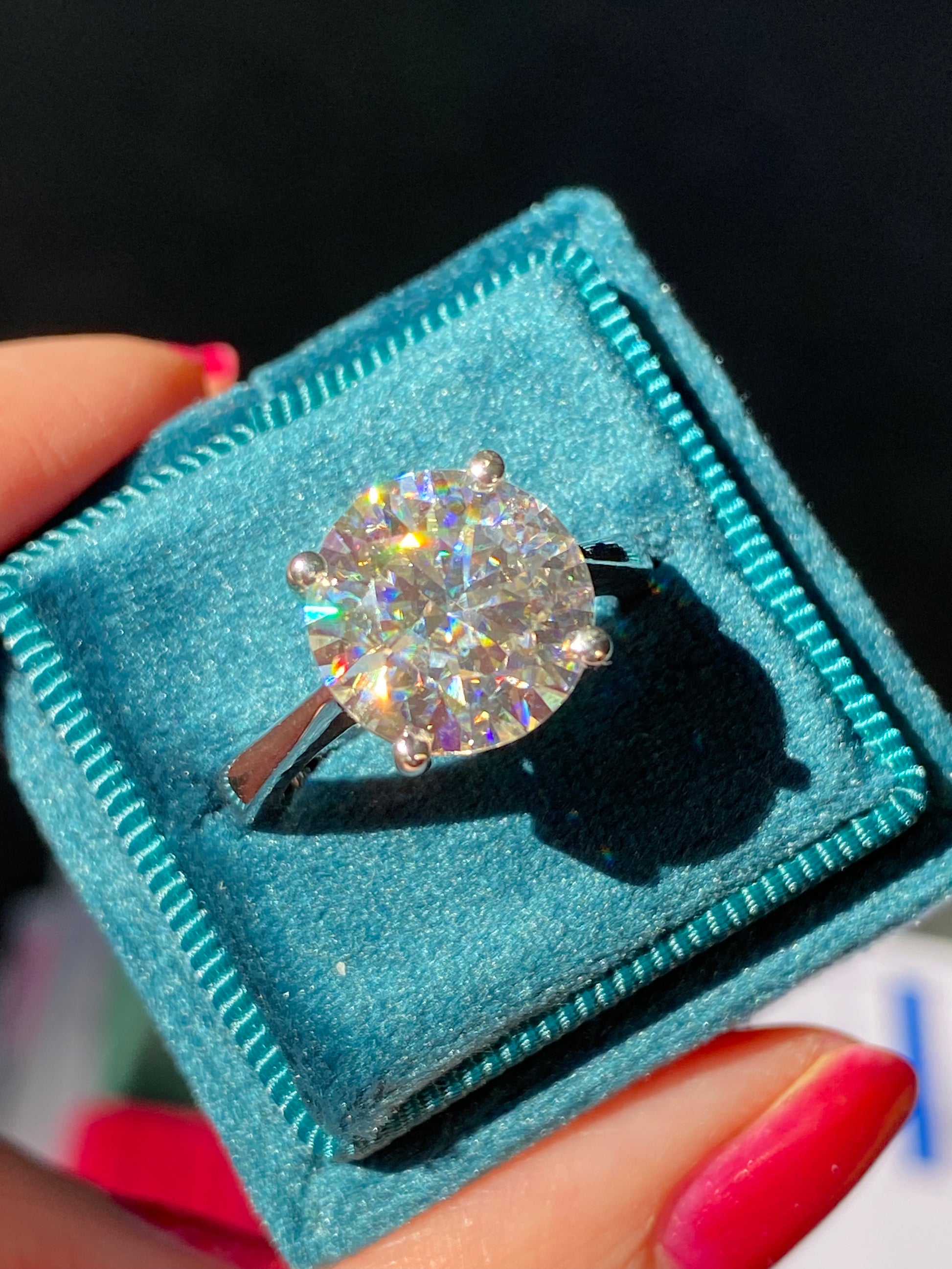 5.00 Carat Round Cut Moissanite Solitaire Engagement Ring in Sterling Silver H